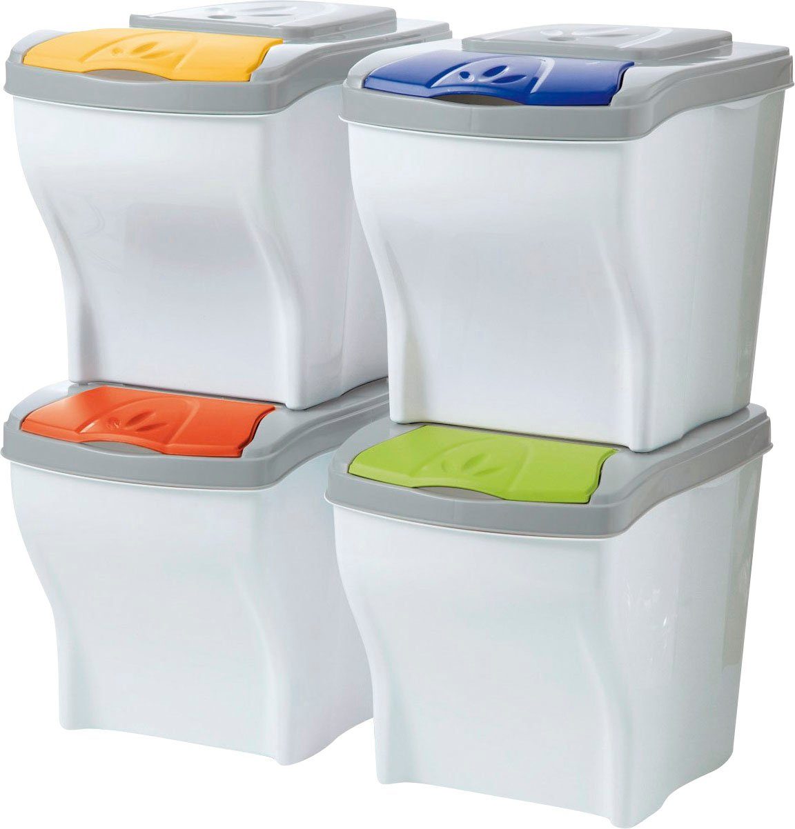 Bischof Bama Mülltrennsystem FUNNY, 4-teilig, Kunststoff, abnehmbarer Deckel, je 20 L