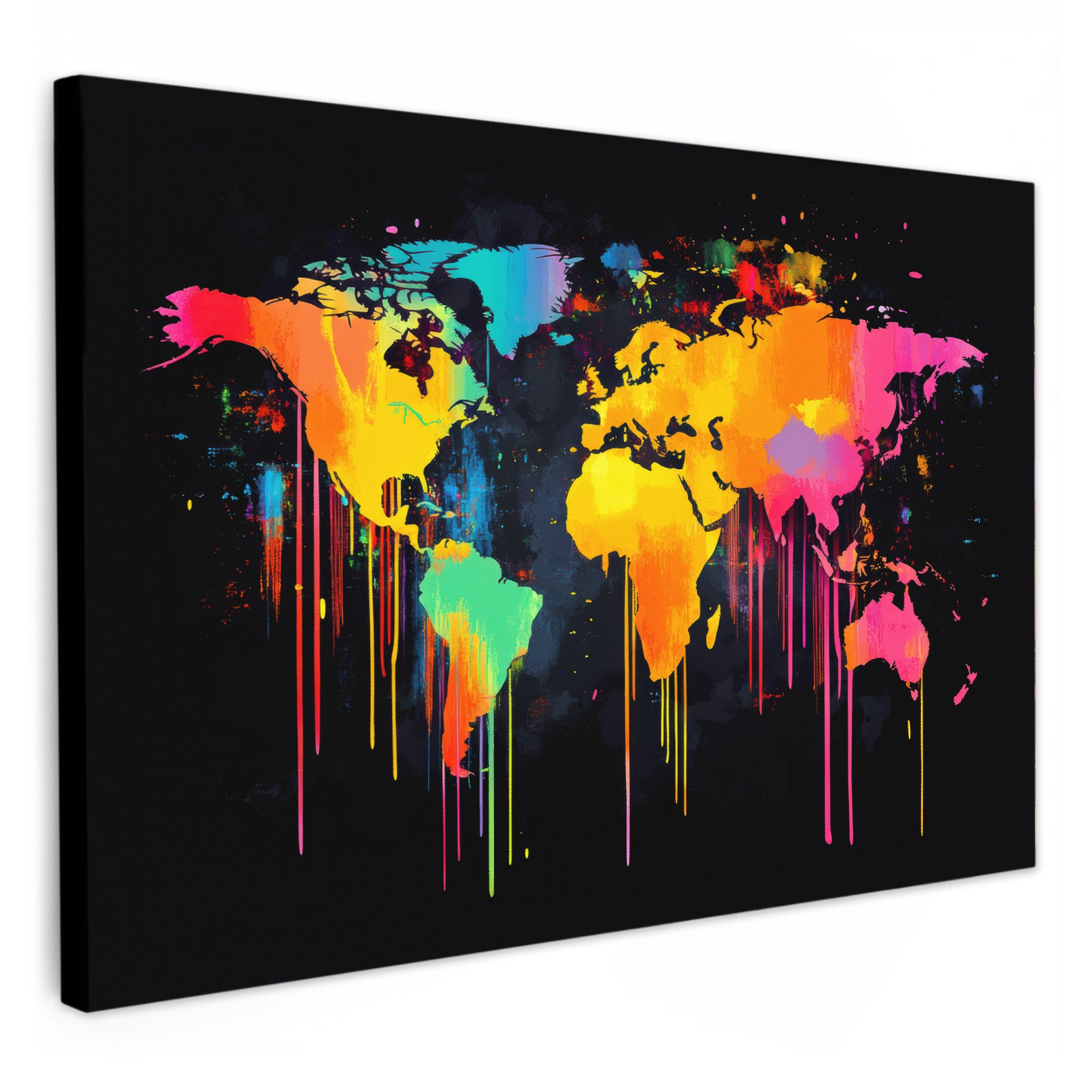 OneMillionCanvasses® Leinwandbild Weltkarte - Farbe - günstig online kaufen