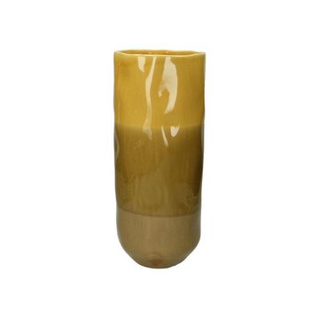 Engelnburg Dekovase Engelnburg Hochwertige Blumenvase Vase Steinzeug Gelb 16,4x16,4x38,7cm (kein Set, 1er Set)