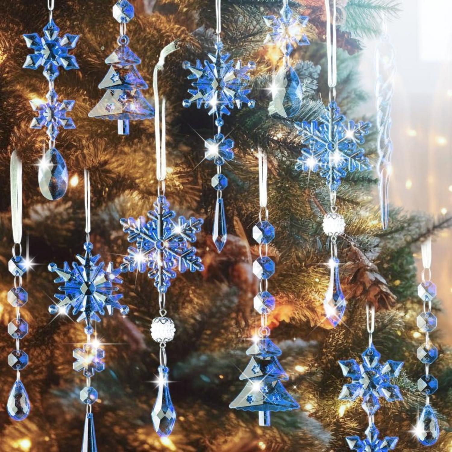 LuxusKollektion Christbaumschmuck Weihnachtsdeko Kristall Anhänger 26tlg