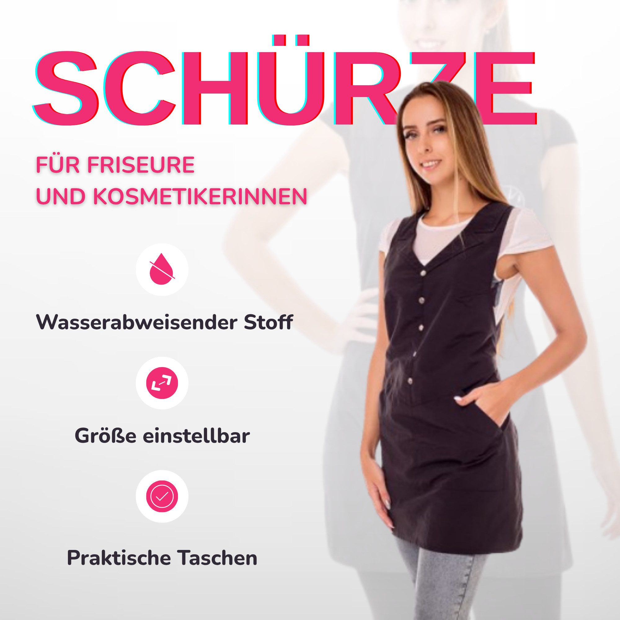 STM Company Kittelschürze Funktionaler Weste-Schürzen, Friseur- & Kosmetik-Lätzchen, mit Taschen