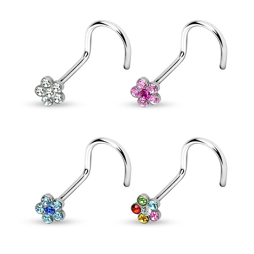viva-adorno Nasenpiercing gebogen 0,8mm Nasenstecker Zirkonia günstig online kaufen