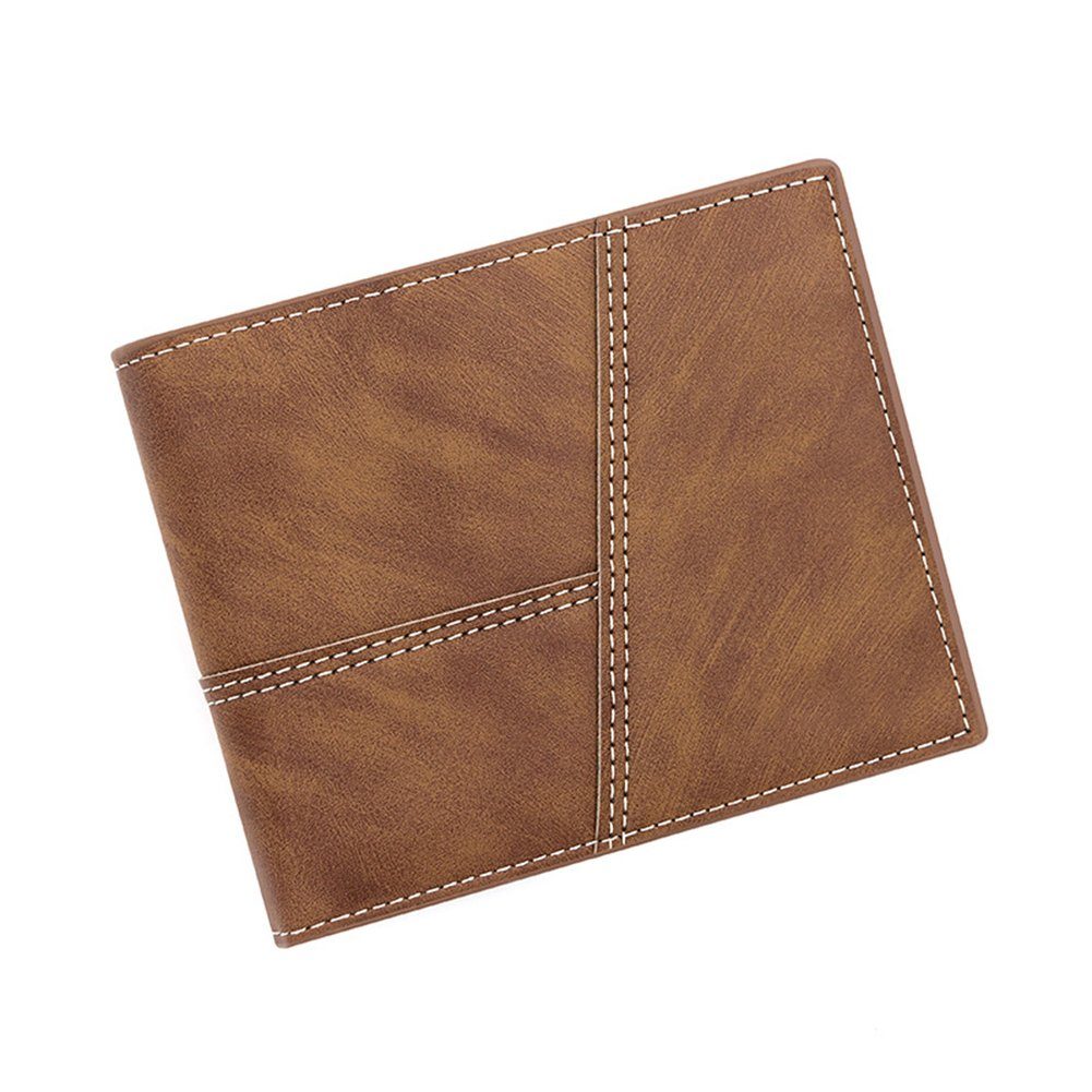 Blusmart Brieftasche Nähte-Geldbörse Für Männer, Tragbare Portemonnaie, Kurzer Geldbeutel, Brieftasche light brown | Brieftaschen