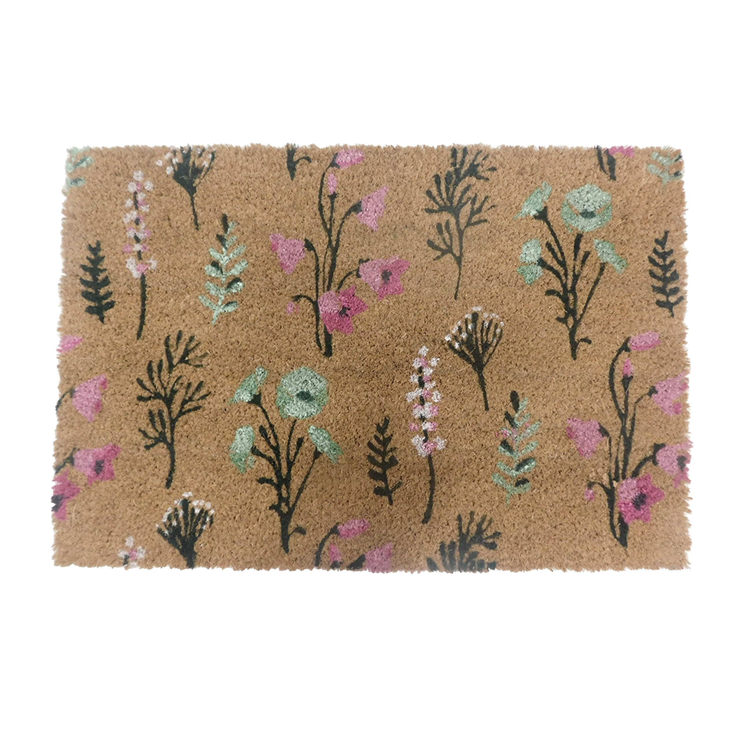 relaxdays Fußmatte Kokos Fußmatte Pflanzen 60x40 cm, rechteckig, Höhe: 15 m günstig online kaufen