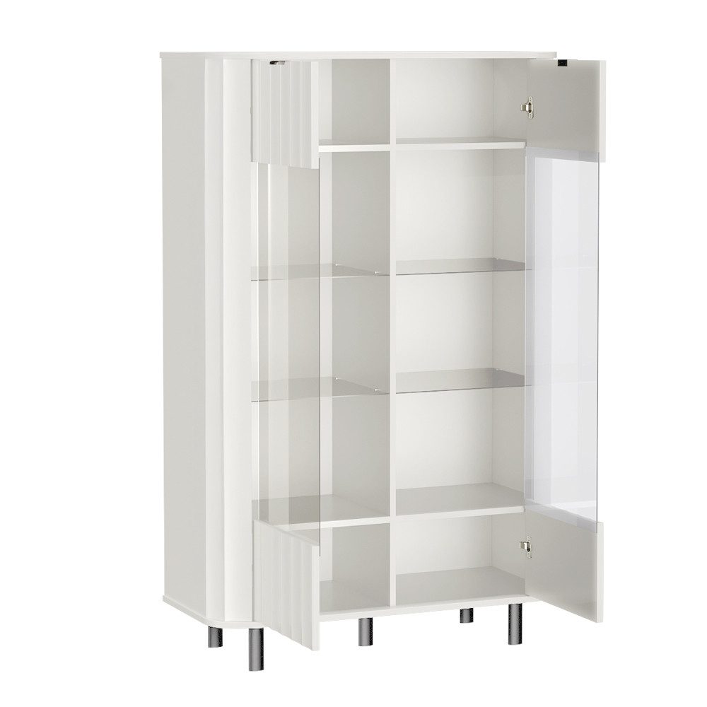 Lomadox Esszimmer-Set NASHVILLE-161, (Spar-Set, 2-St., Highboard Sideboard), in Taupe mit Wellenoptik