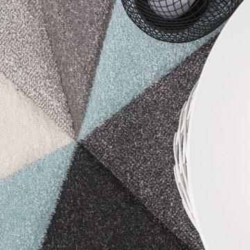 Teppich Moderner Kurzflor Teppich Wohnzimmer Konturenschnitt Dreieck, TT Home, Läufer, Höhe: 16 mm