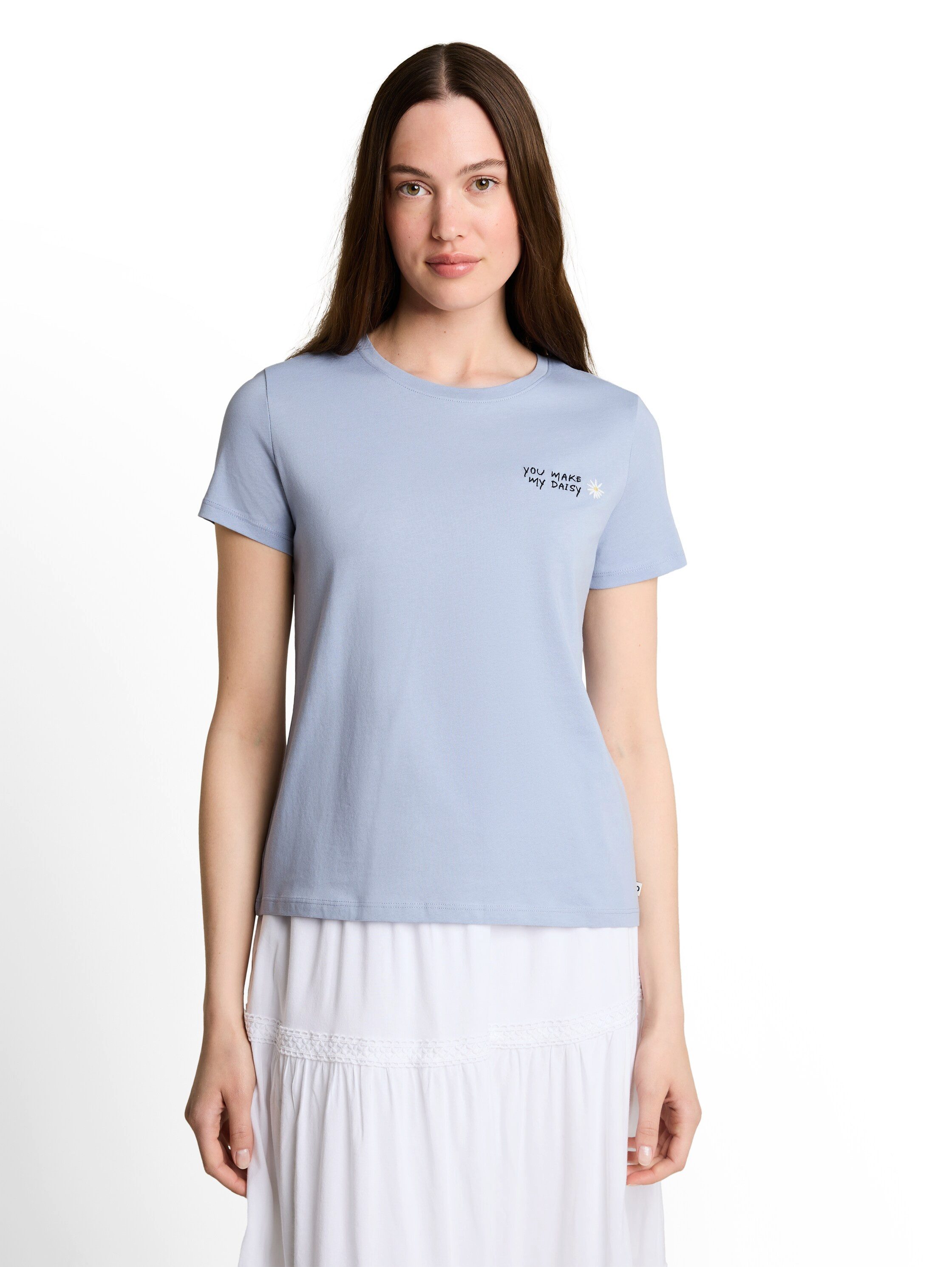 TOM TAILOR Denim Kurzarmshirt Sommershirt mit Stickerei