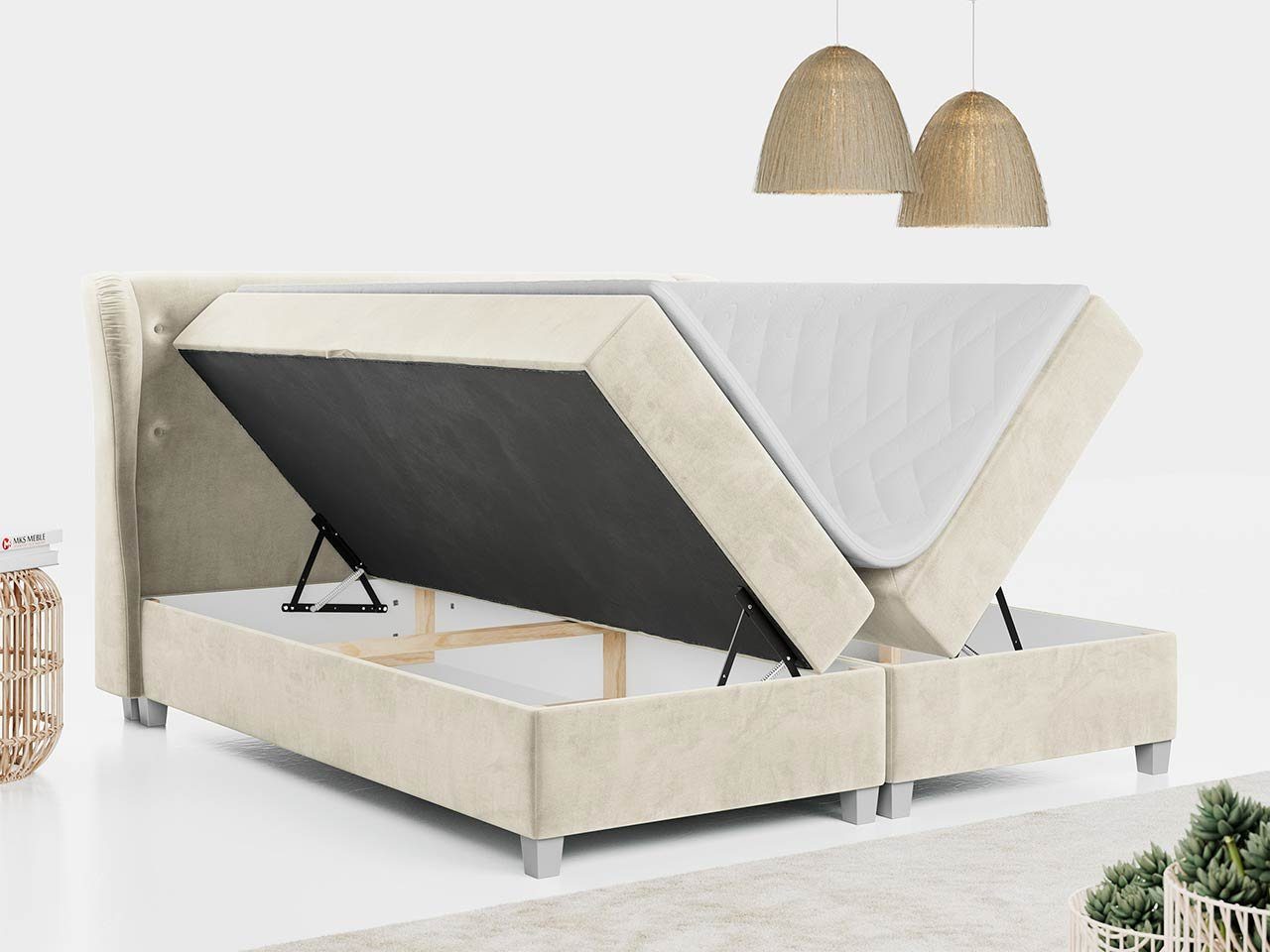 MKS mit Bed MÖBEL - Deko Boxspringbett Multipocket-Matratze KARAT, Doppelbett