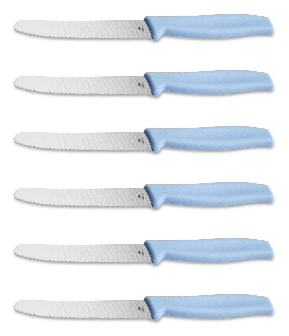 Böker Manufaktur Solingen Brötchenmesser Böker Brötchenmesser mit Wellenschliff Hellblau (6 Stück)