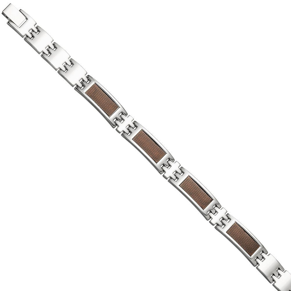 Schmuck Krone Edelstahlarmband Armband für Herren Armkette Armschmuck  Edelstahl braune Carbon Einlagen 21cm