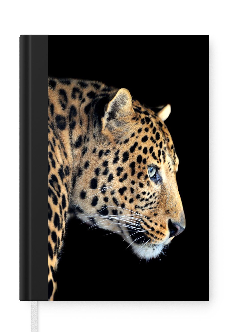 MuchoWow Notizbuch Leopard - Schwarz - Pelz, Journal, Merkzettel, Tagebuch, Notizheft, A5, 98 Seiten, Haushaltsbuch