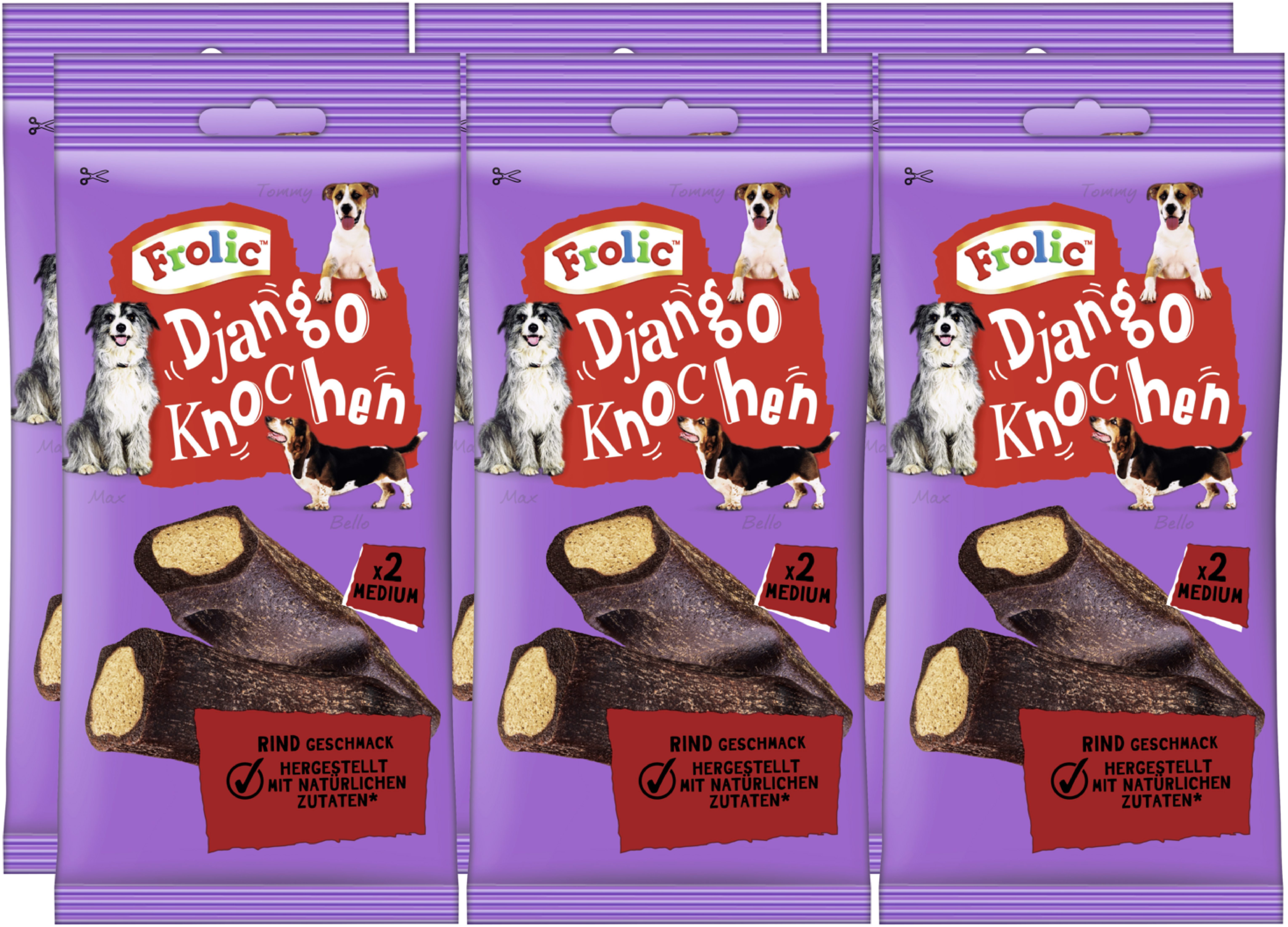 Frolic FROLIC™ Django Knochen Beutel für mittlere Hunde mit Rind 6 x 2 Stück, Snack für: Hunde