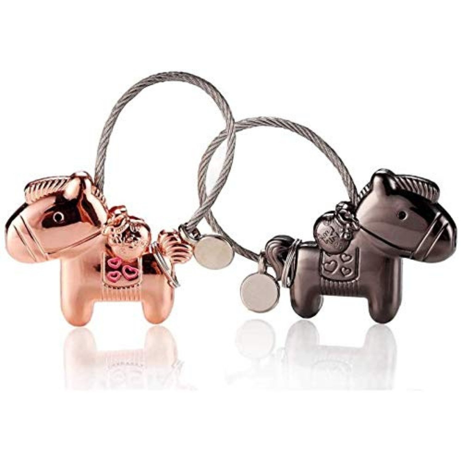 Geschenkehöhle Schlüsselanhänger Set für Paare, 2-teilig mit Magnet & Kuss-Motiv in tierischen Varianten (2 Stück Schlüsselanhänger), Verspieltes Design, starke Magnete, liebevolle Botschaft