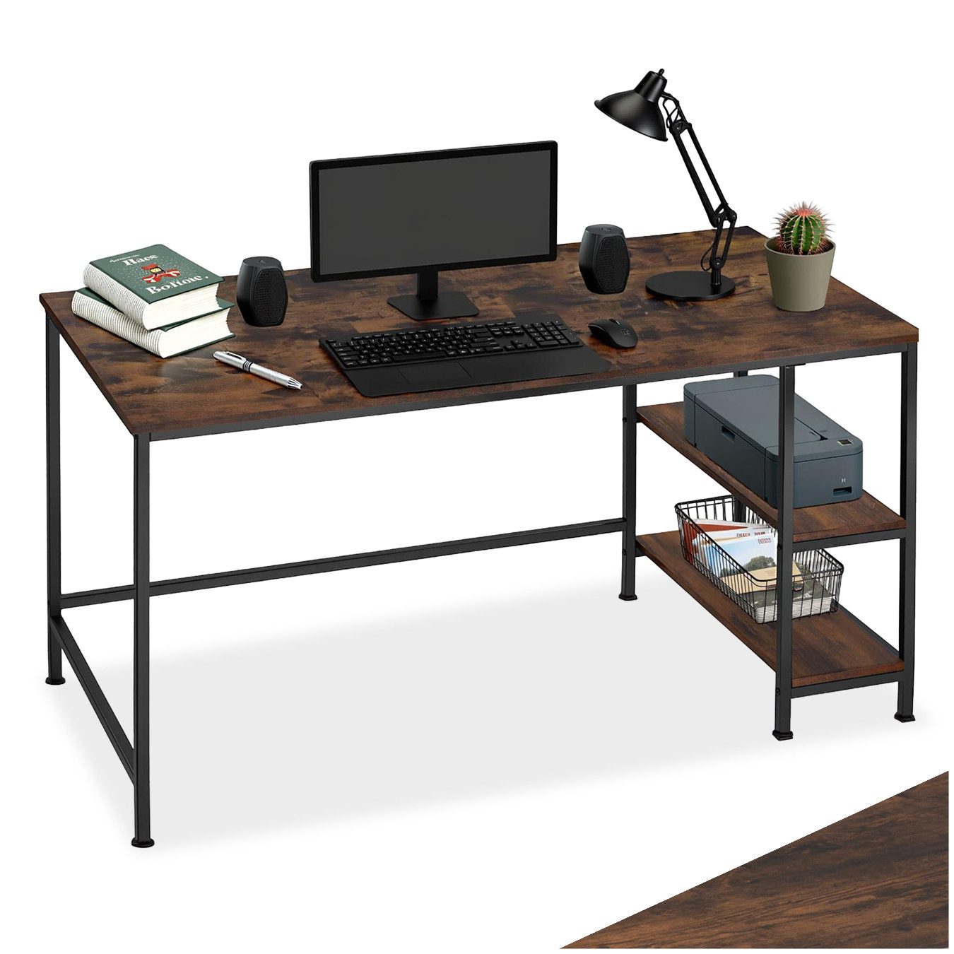 tectake Schreibtisch Computer-Schreibtisch (1-St., 1 tlg), Geradliniger Computer-Schreibtisch im minimalistischen Industrie-Stil