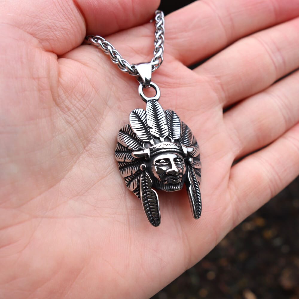DALMARO Kette mit Anhänger Lederkette Edelstahlkette 316L FEDERKOPF, Herren günstig online kaufen