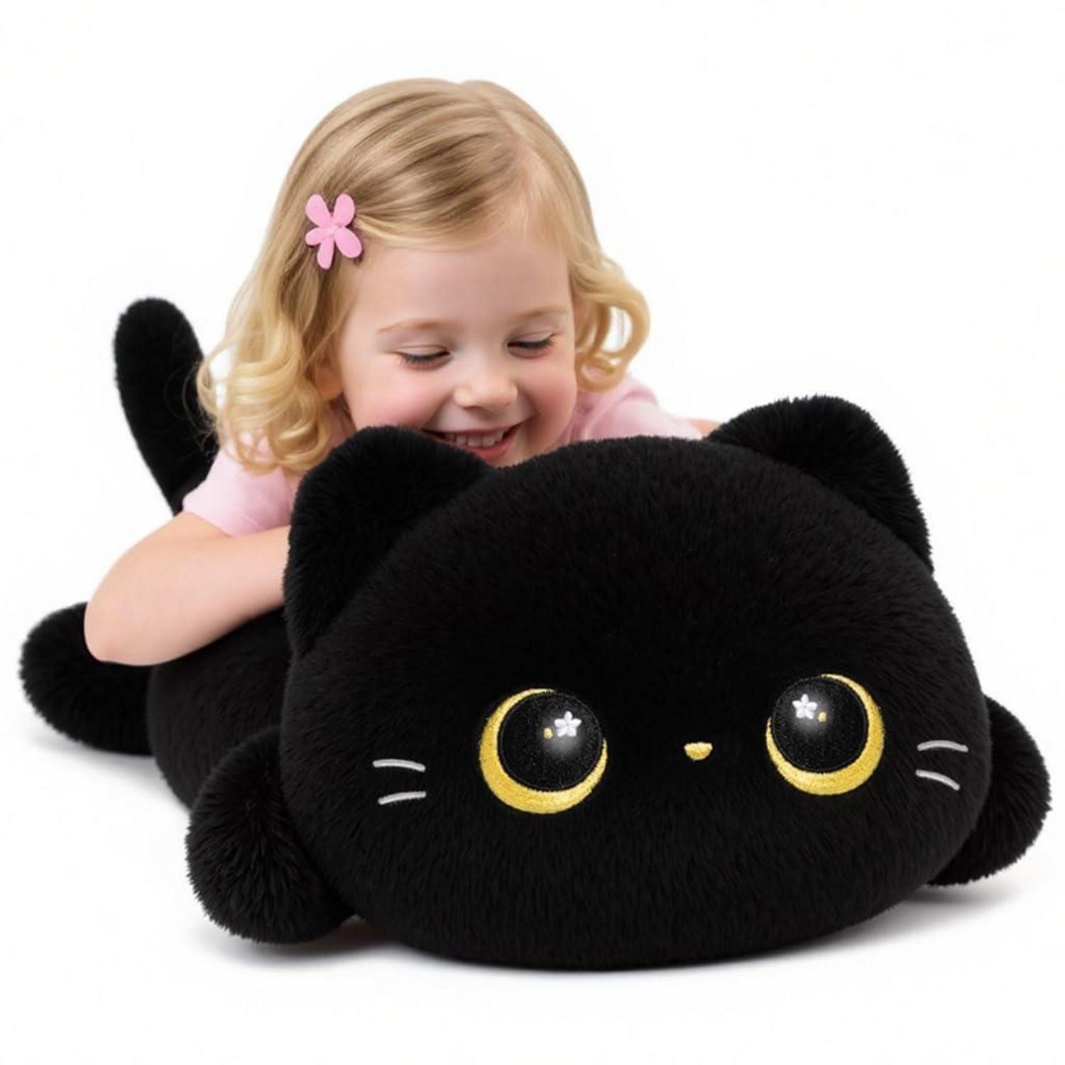 LuxusKollektion Kuscheltier Plüschkissen Katze Plüschtier Squishy Kinder Schwarze Katze 51 CM