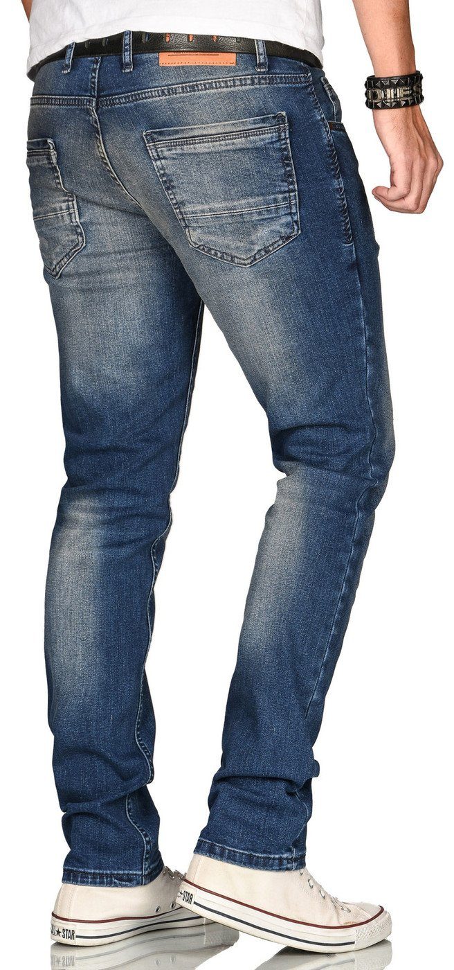 Alessandro Salvarini Straight-Jeans Herren Regular Slim – Stretch Denim 5-Pocket Klassische Jeans mit Elasthan und bequemer Passform