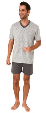 Normann Pyjama Herren Shorty Pyjama kurzarm mit zeitlosem Minimal-Print - 66623