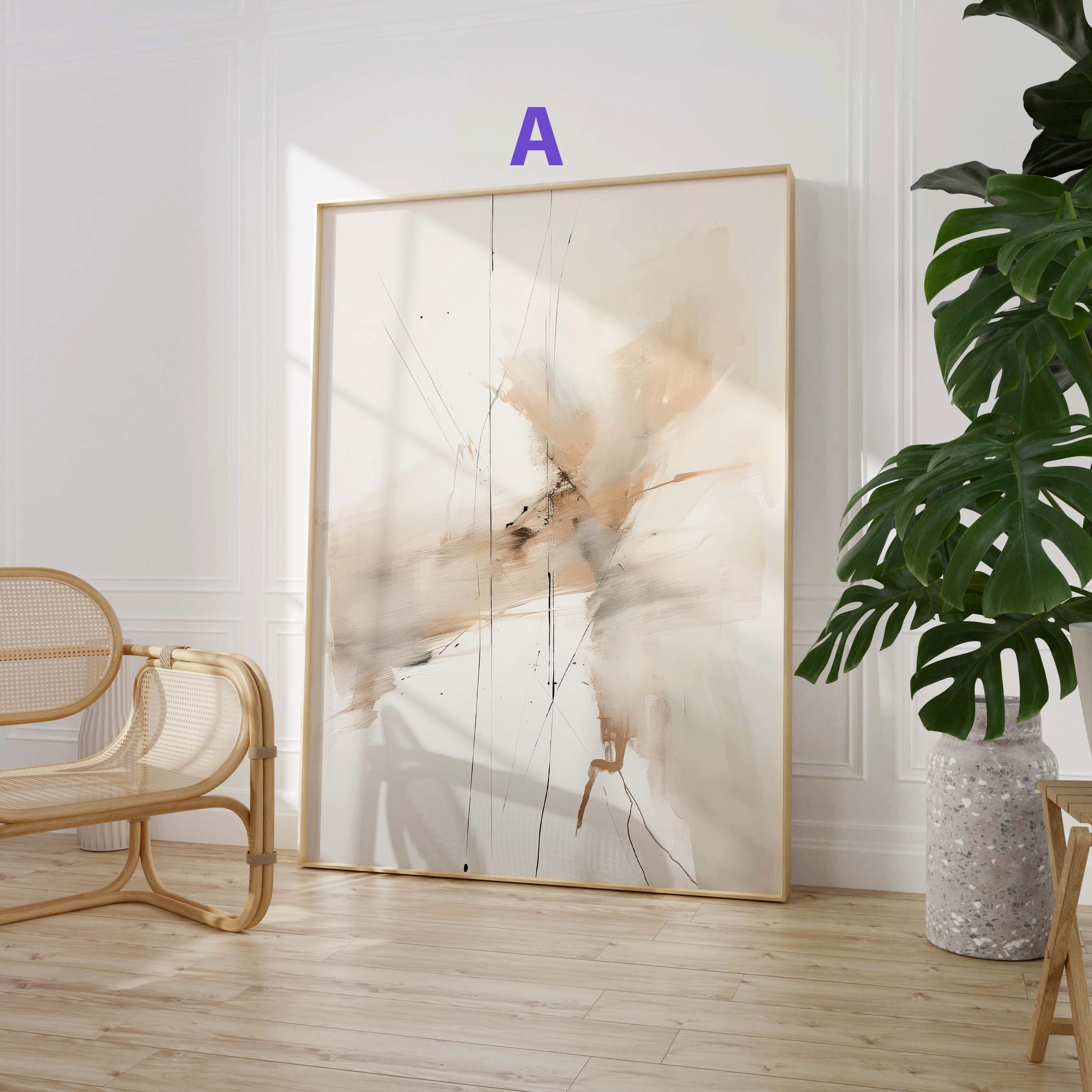 JUSTGOODMOOD Poster Abstrakte Wanddeko Geschenkidee Minimalistische Beige Schwarz Kunst Mo, E (1 St)