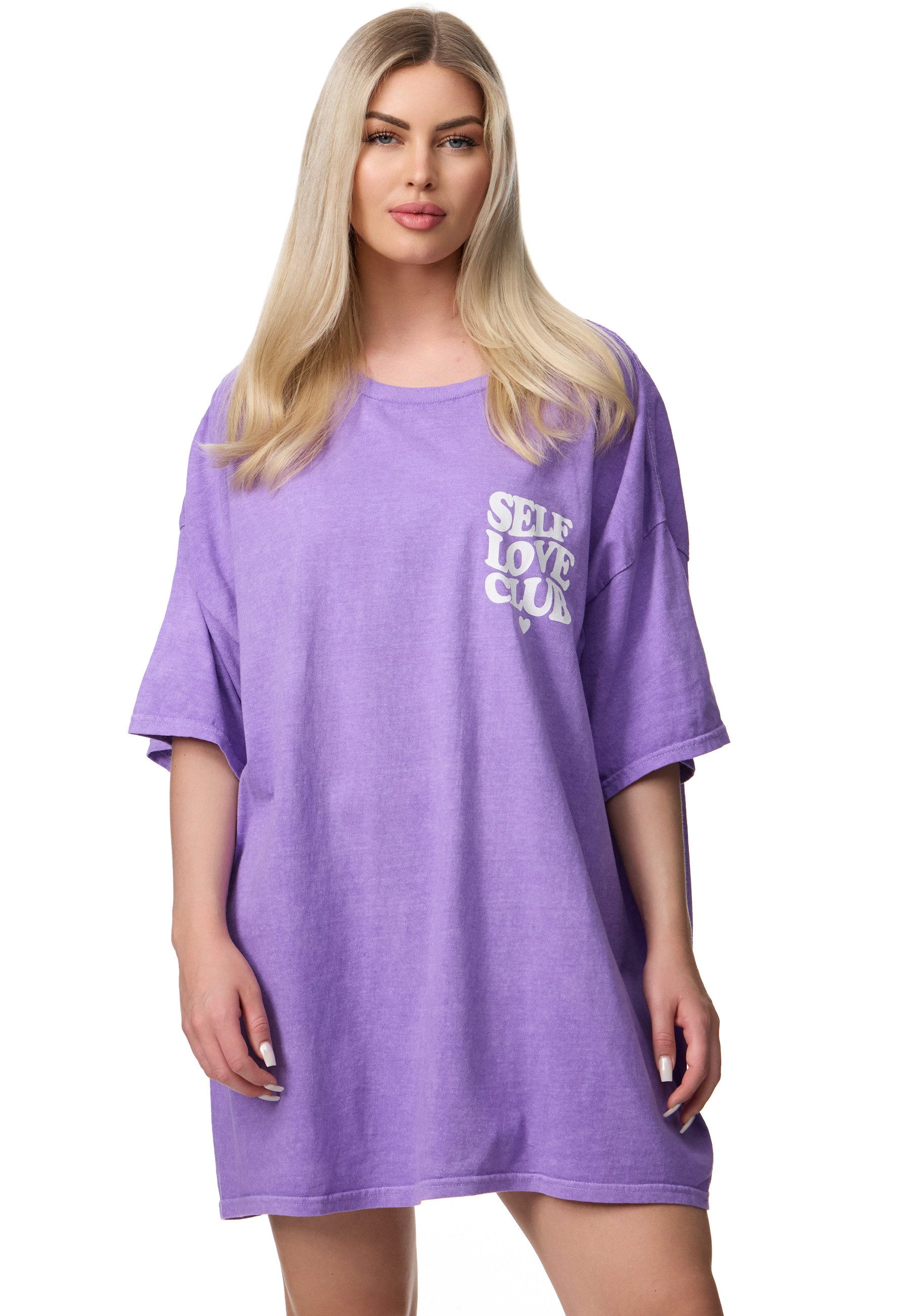 Worldclassca T-Shirt Worldclassca Oversized Print LOVE CLUB T-Shirt lang Sommer Oberteil