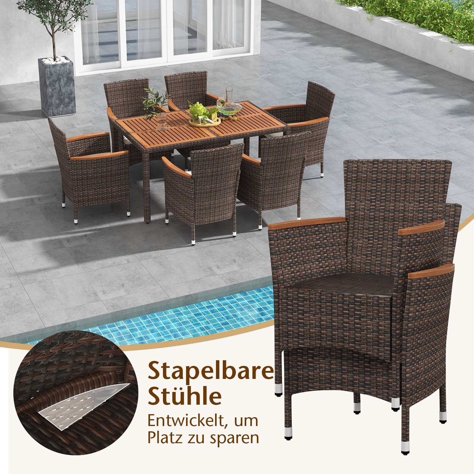 COSTWAY Garten-Essgruppe, (7 tlg), Tisch & günstig online kaufen