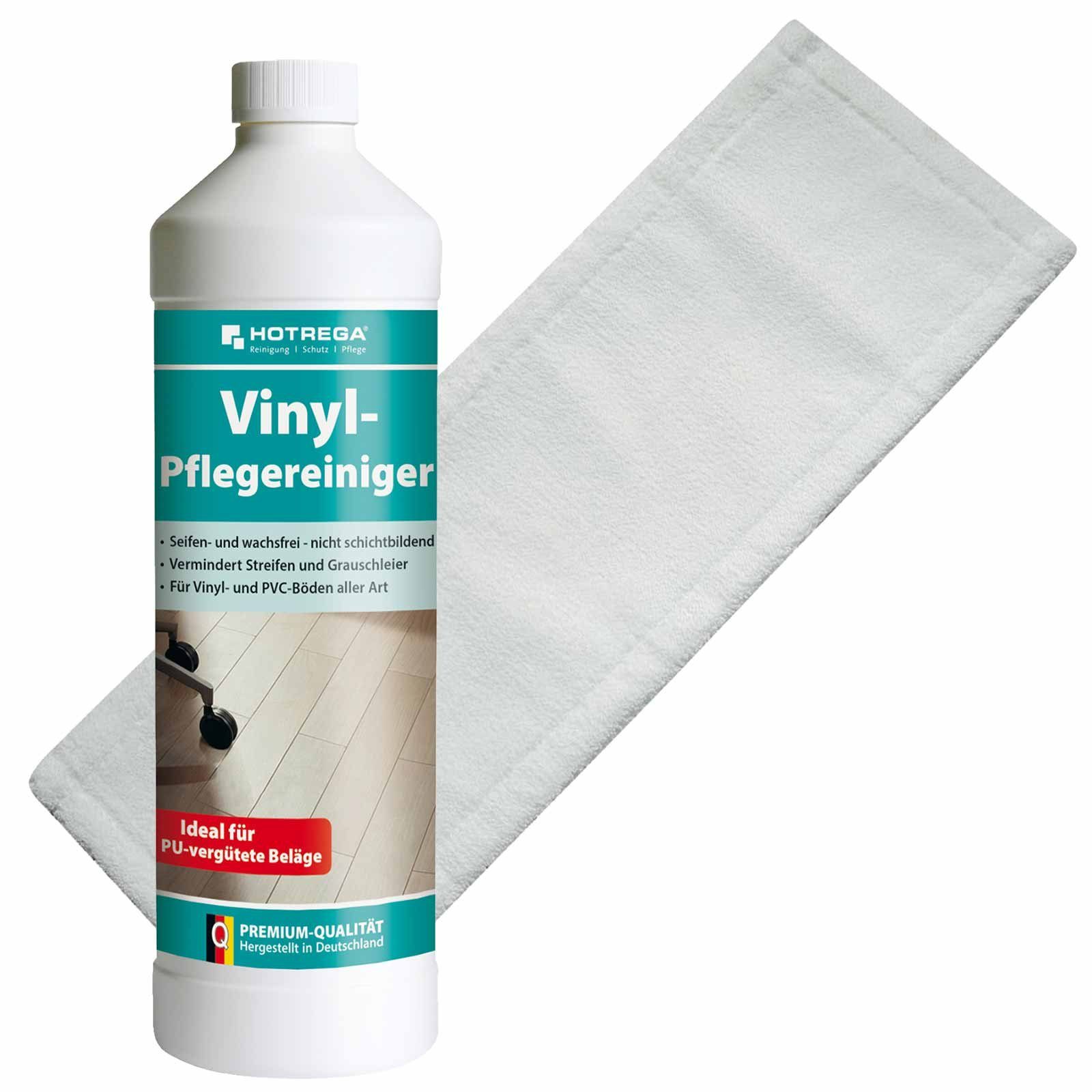 HOTREGA® PU Reiniger Vinyl Pflegereiniger PUR PVC Reiniger 1L + Microfasermopp Fussbodenreiniger