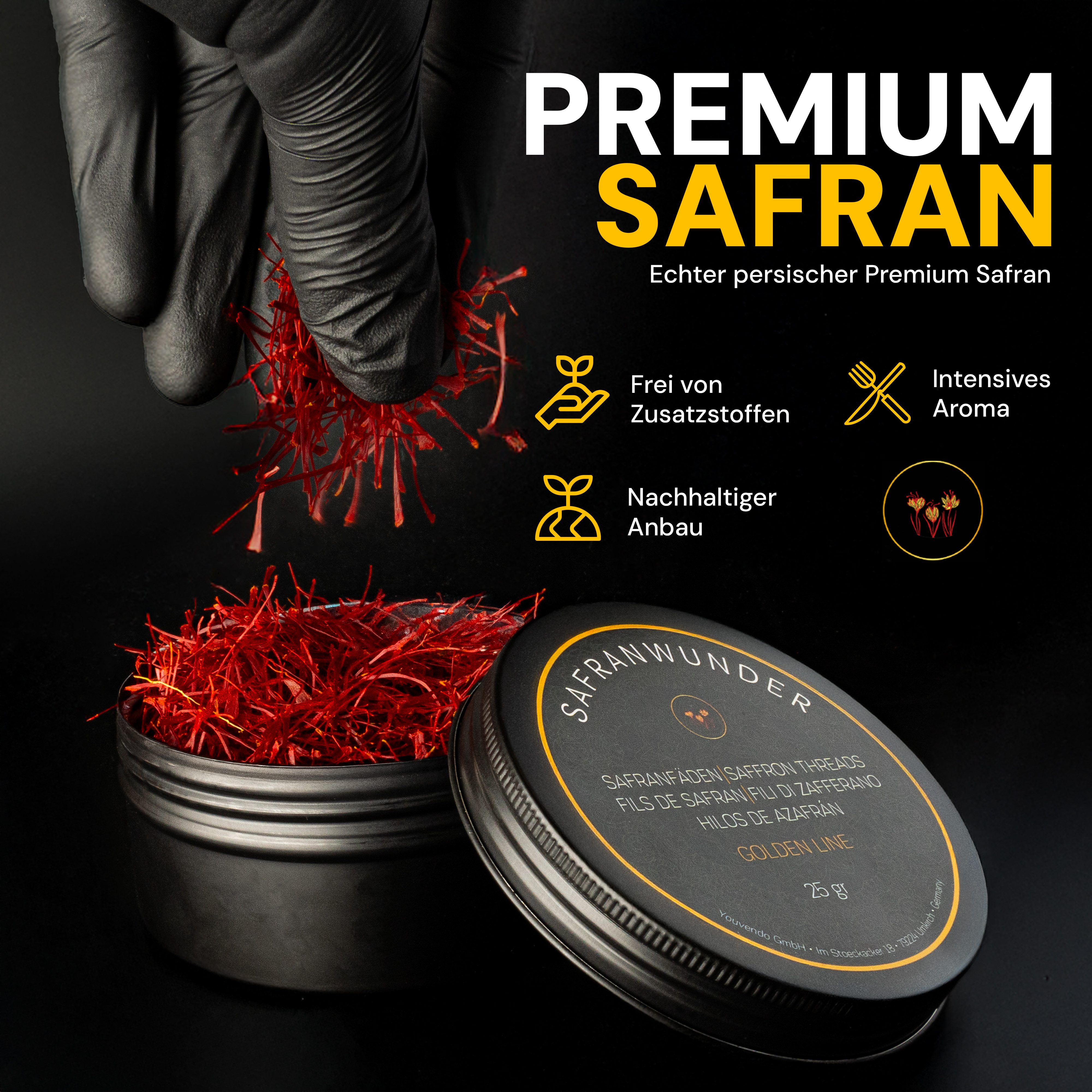 Safranwunder Gewürz Premium Safranfäden Klasse 1 (Super Negin) – Bild 2 von 5