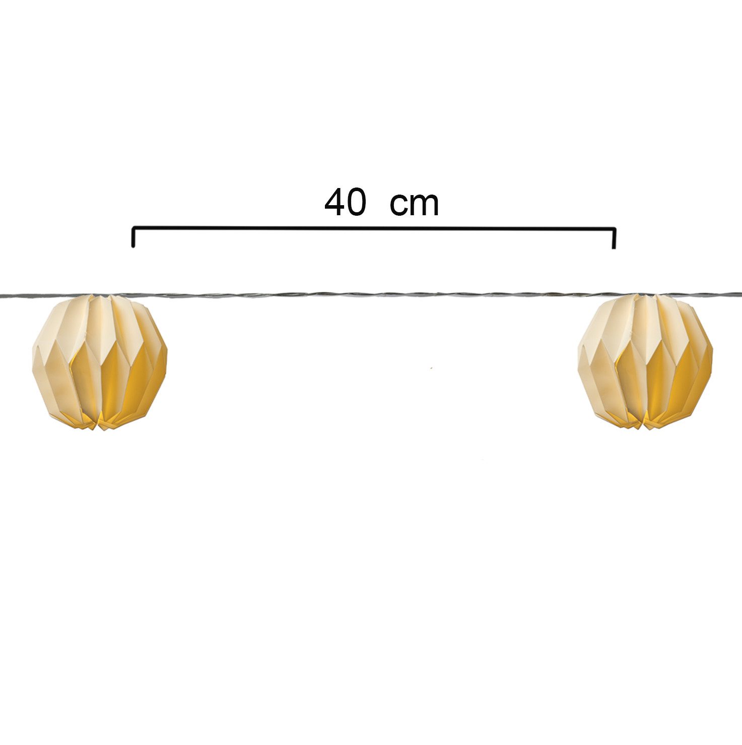 MARELIDA LED-Lichterkette Origami Lampions 10 weiße XL Plissee Kugeln Papierblumen 3,6m Timer, 10-flammig – Bild 5 von 5