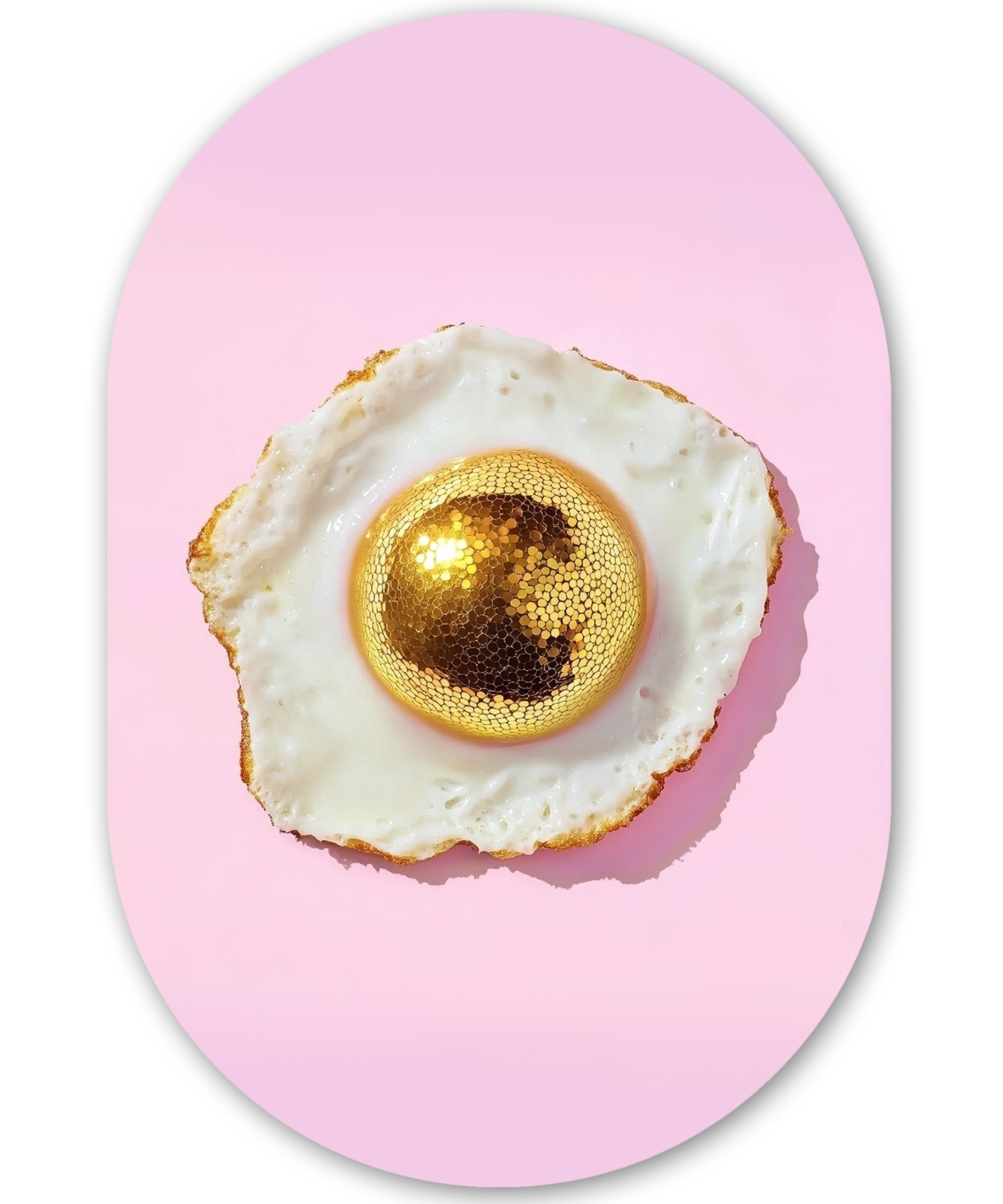MuchoWow Gemälde Ei - Disco - Frühstück - Glitzer, Fotodruck (1 St), Wandbild Oval, Wohnzimmer oder Schlafzimmer Wanddekoration, 40x60 cm