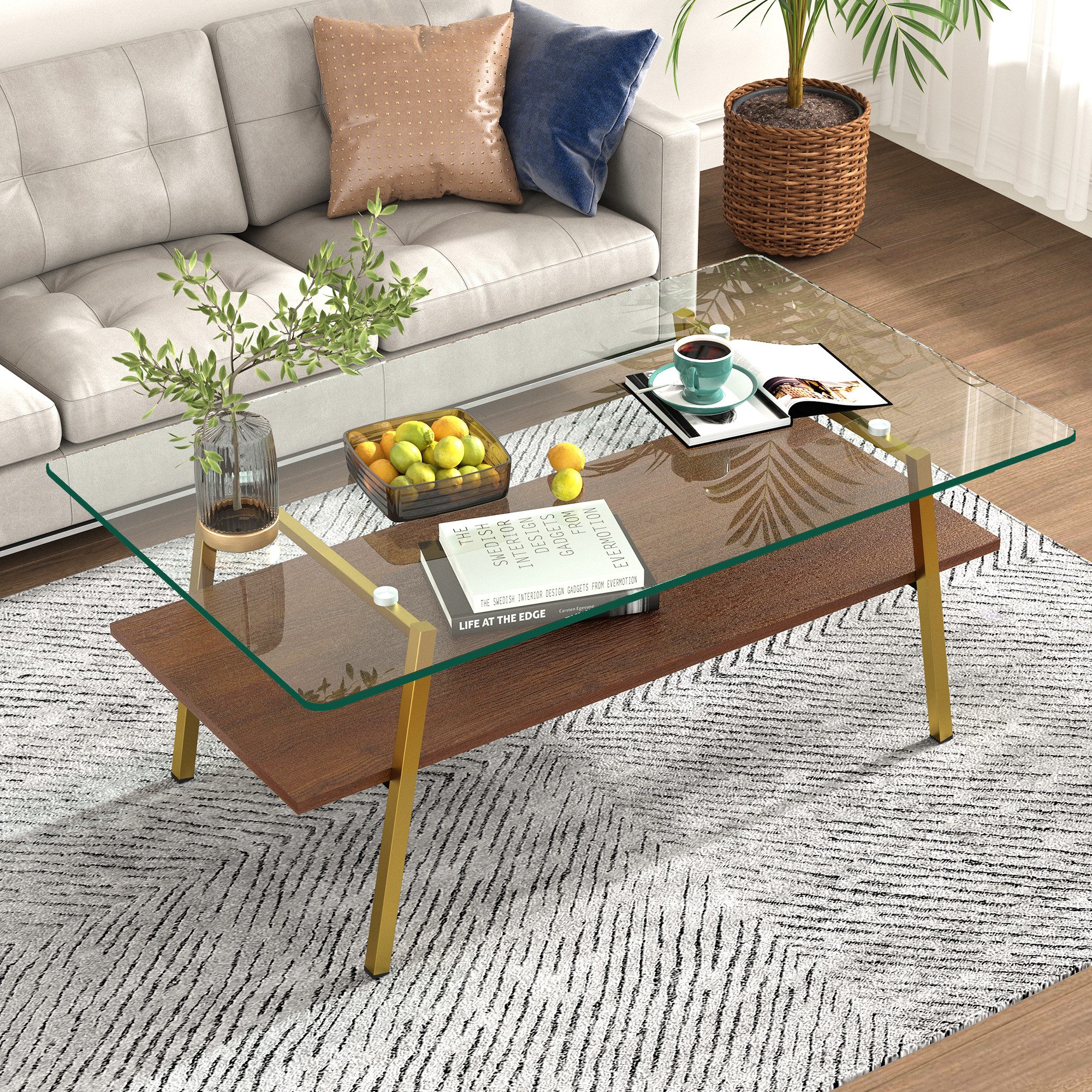 Moderne Glas Holz Couchtische online kaufen