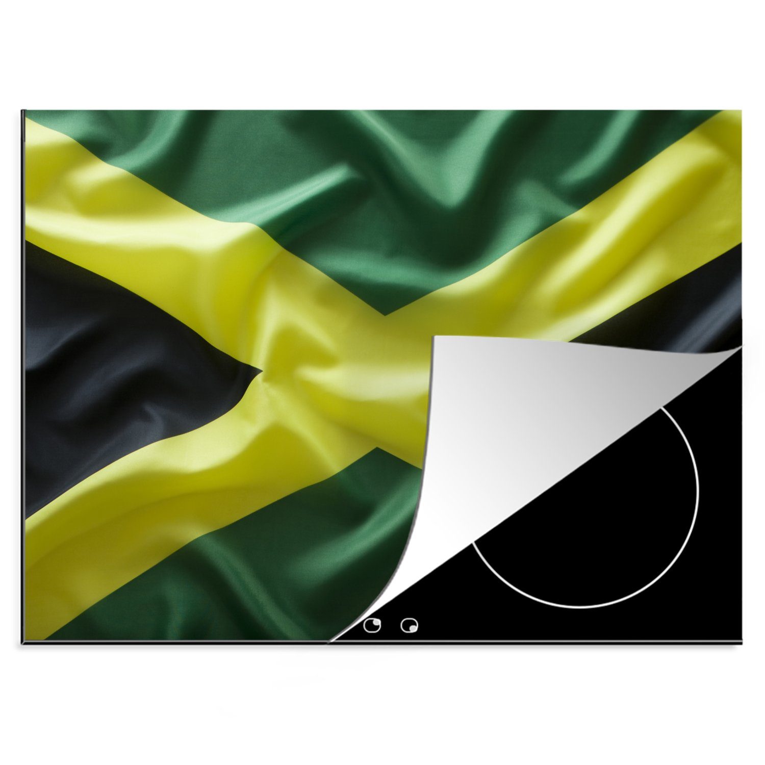 MuchoWow Herdblende-/Abdeckplatte Eine gewellte jamaikanische Flagge, Vinyl, (1 tlg), 70x52 cm, Mobile Arbeitsfläche nutzbar, Ceranfeldabdeckung