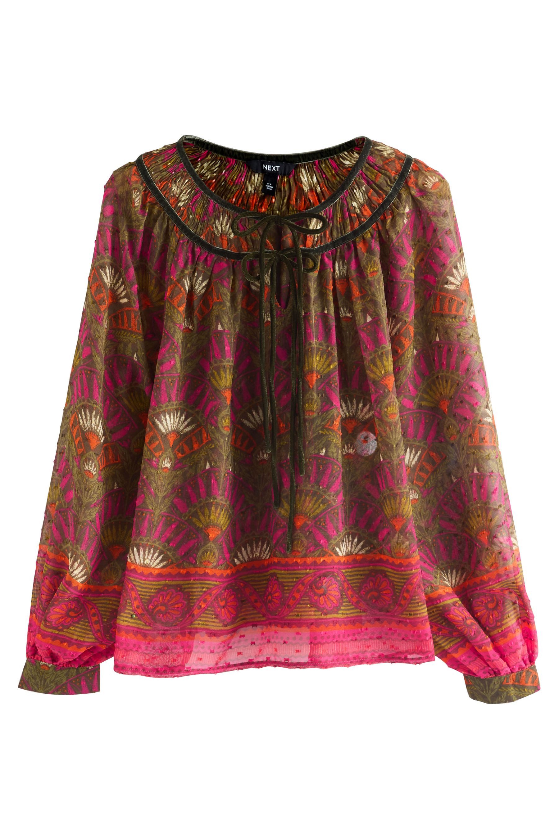 Next Langarmbluse Bluse mit langen Ärmeln und Bindeausschnitt (1-tlg) günstig online kaufen