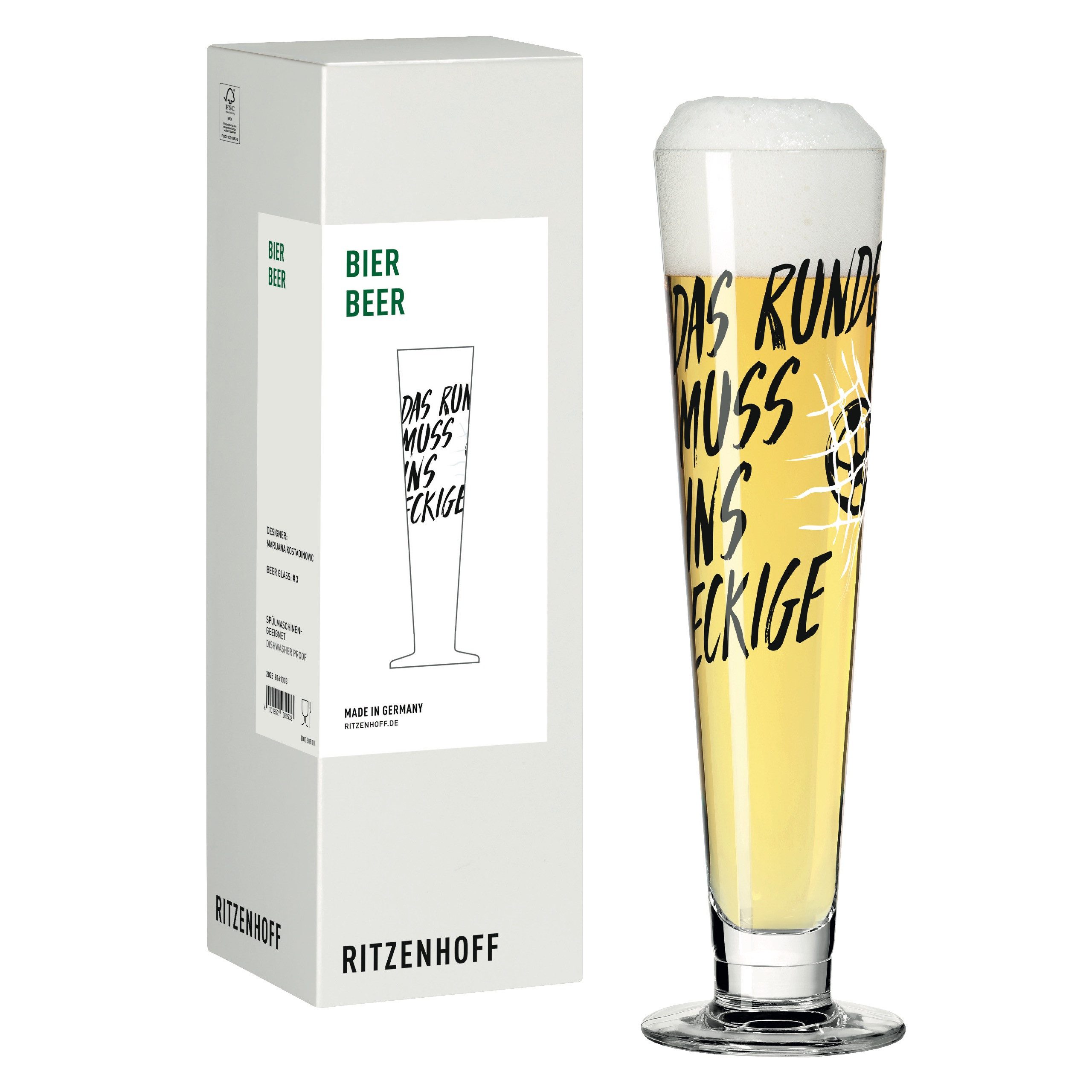 Ritzenhoff Bierglas Fußball, Kristallglas