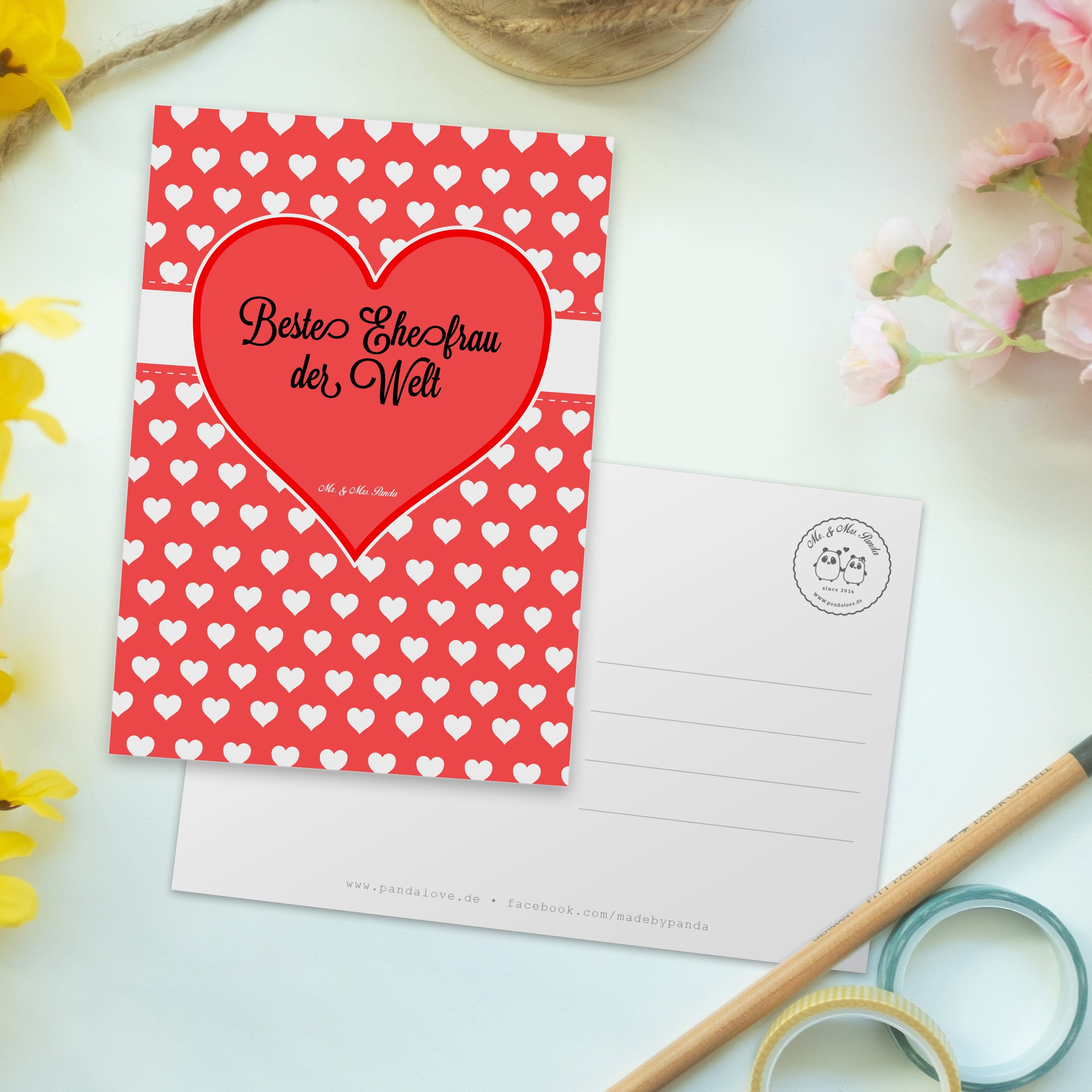 Mr. & Mrs. Panda Postkarte Einladungskarte, Geschenk, Ehefrau Dankeskarte, - Hochzeit, Ansichtsk