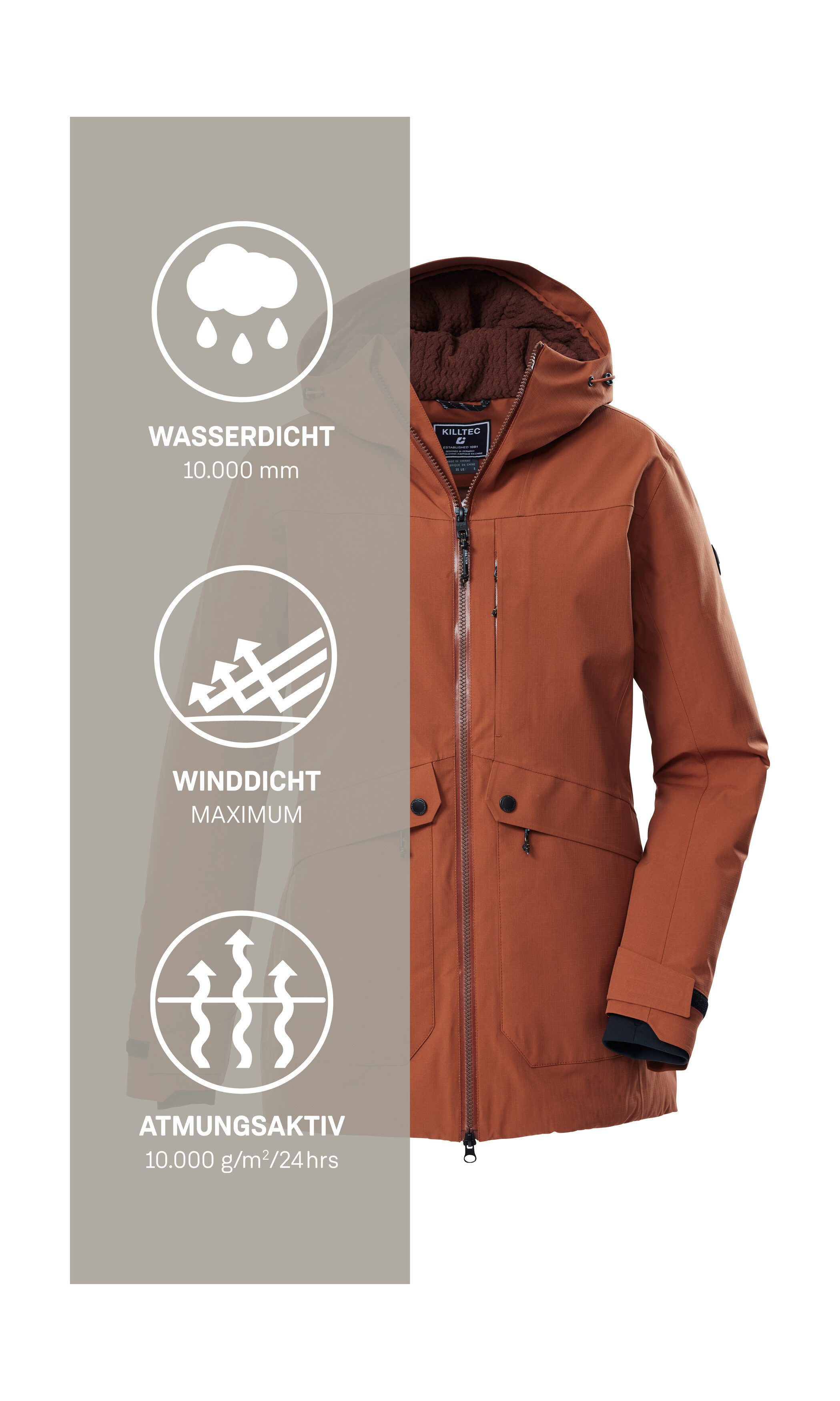 Killtec Parka KOW 16 WMN PRK Wasser- u. winddichter Damen Funktionsparka mit hoher Atmungsaktivität