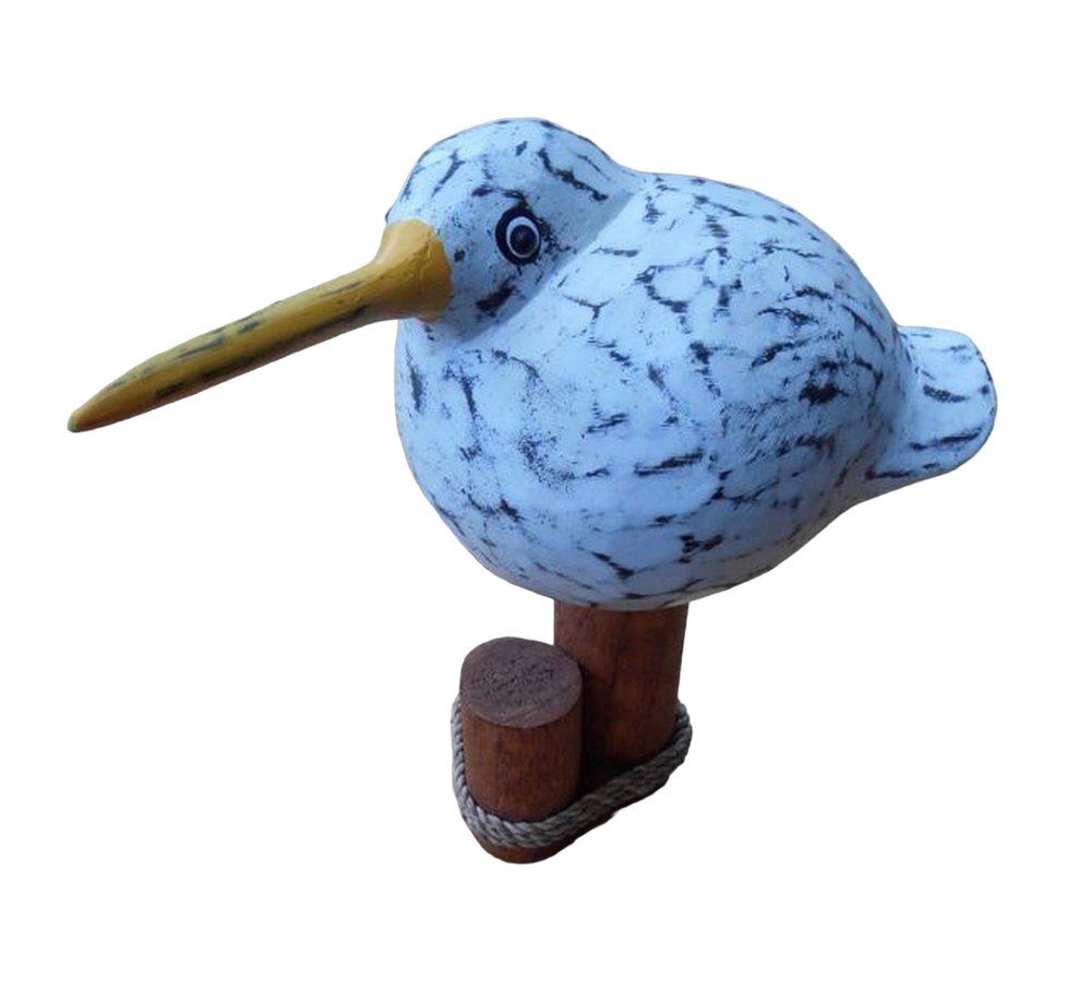 Dekofigur Witzige Möwe auf Pfahl maritimes Deko-Objekt Holz Handarbeit 20 cm