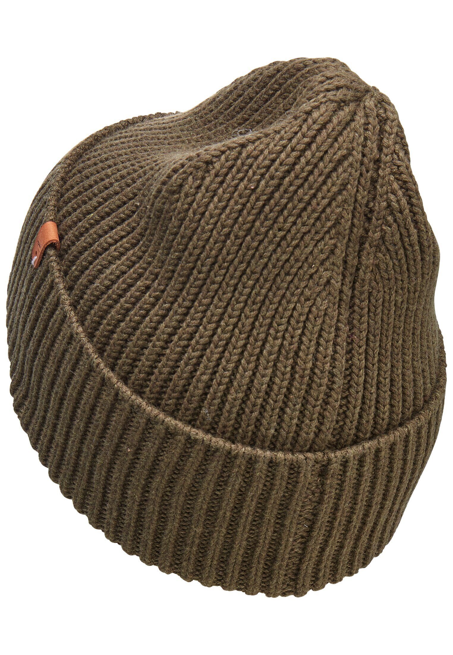 Beanie aus einem Olive Baumwoll-Kaschmir-Mix camel active