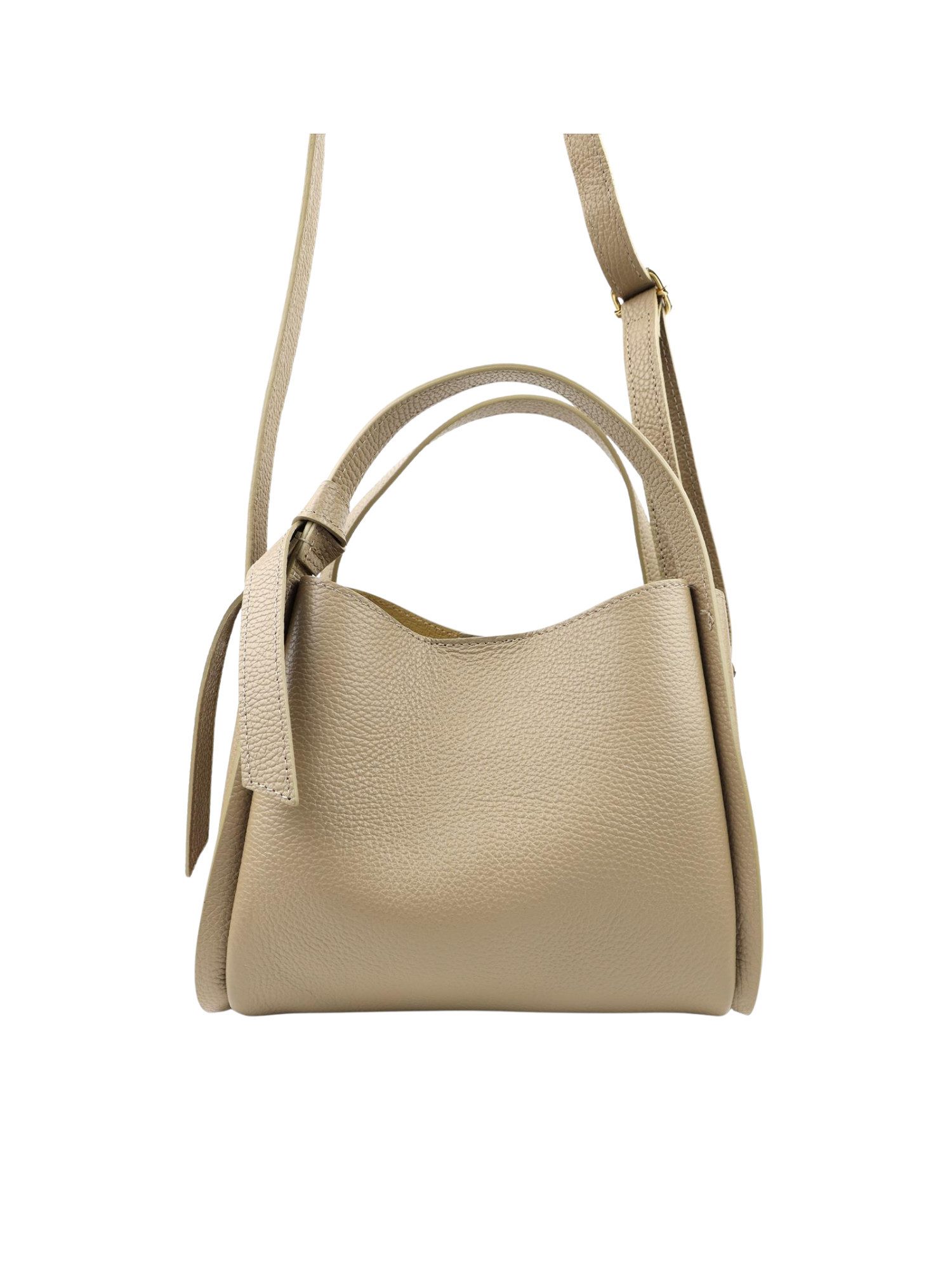 BRISE TASCHE Schultertasche Brise Echtleder Schultertasche in Beige – Mit Henkel & Crossbody Gurt (1-teilig, Tasche inkl. Schulterriemen), Abnehmbarer & verstellbarer Schulterriemen, Magnetverschluss