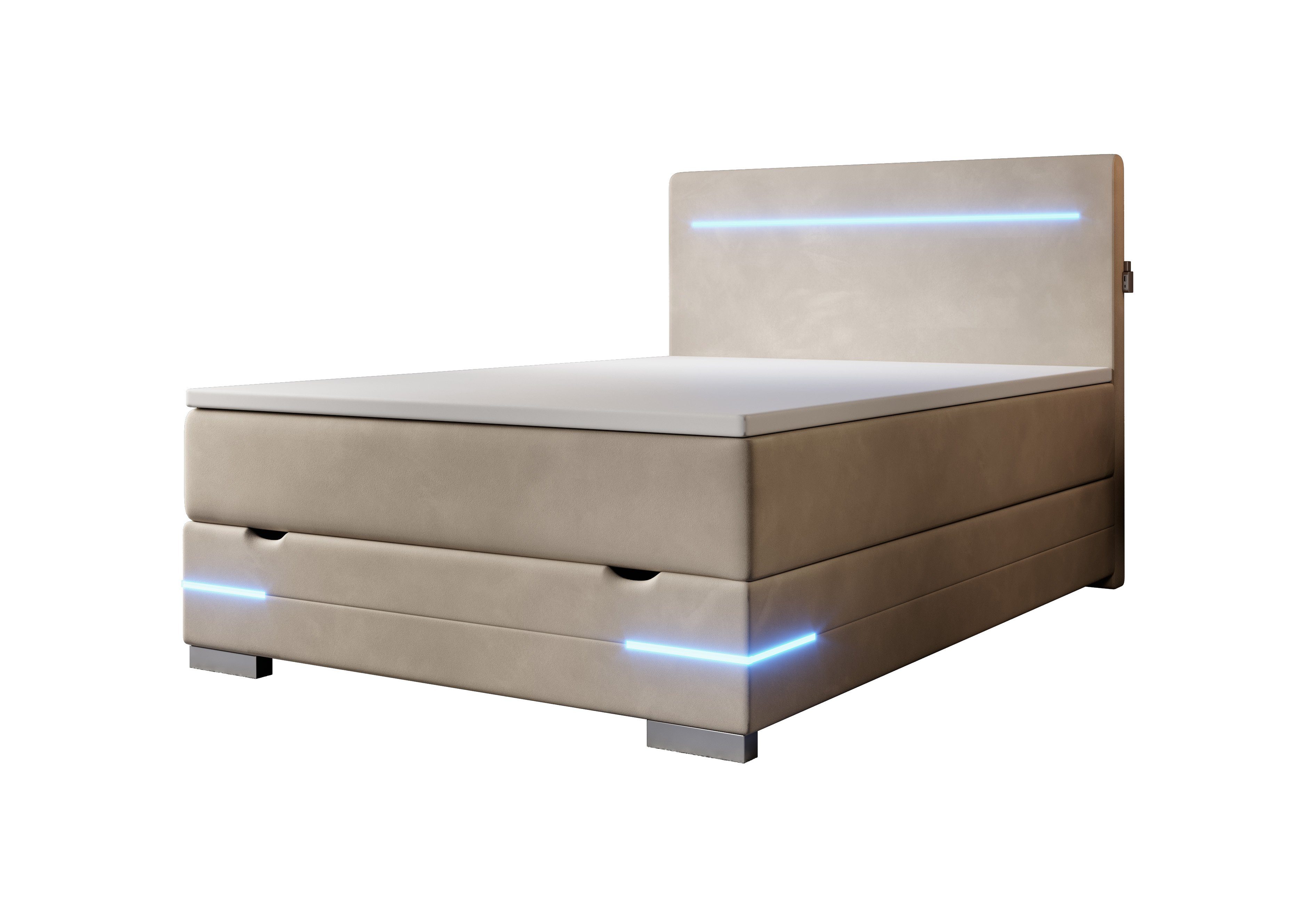 wonello Boxspringbett New York (Samtstoff), inkl. LED-Beleuchtung, Bettkast günstig online kaufen