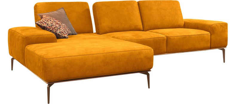 W.SCHILLIG Ecksofa run, mit Holzsockel, Füße in Bronze pulverbeschichtet, Breite 279 cm