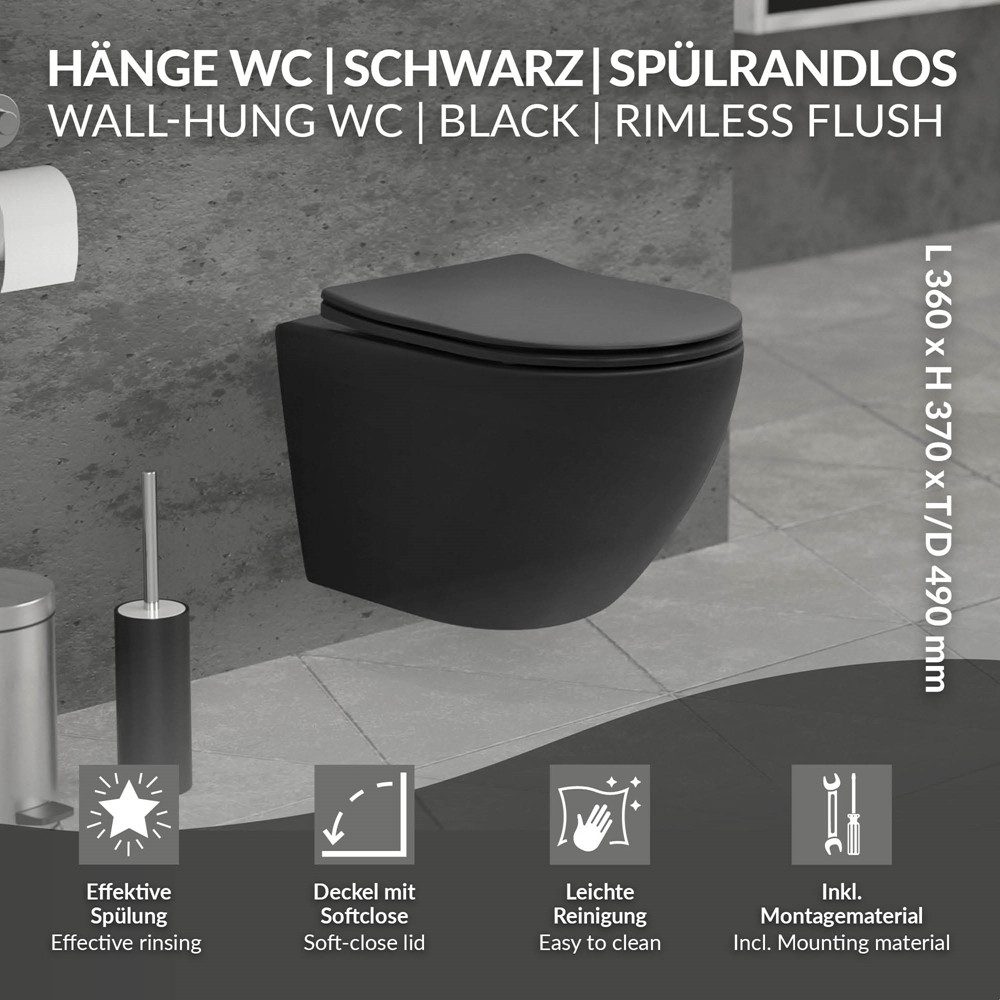 LuxeBath Tiefspül-WC Spülrandloses Hänge WC Keramik günstig online kaufen