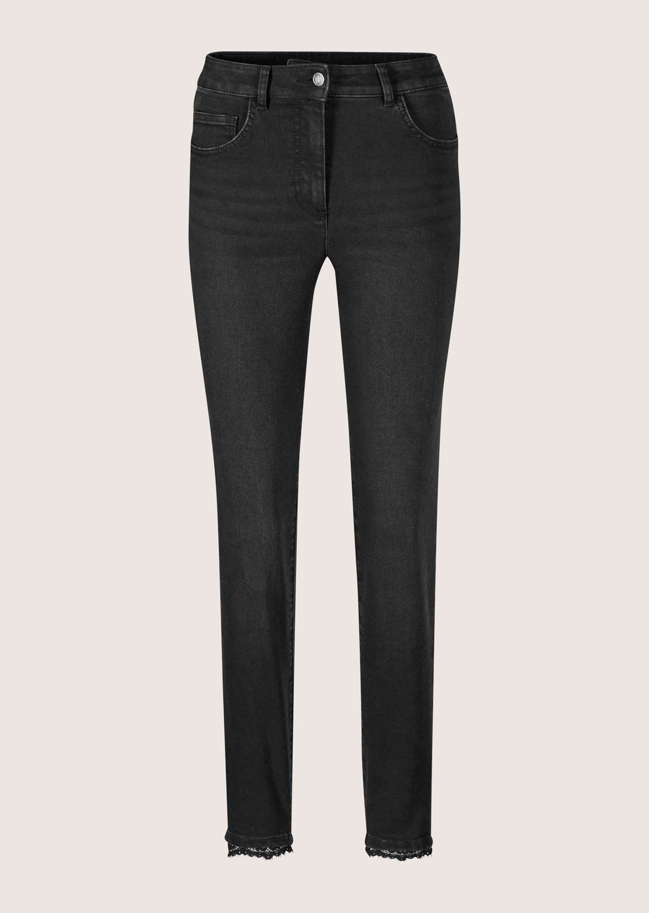 MADELEINE Gerade Jeans Kurzgröße: Slim Fit Five-Pocket-Hose Schmaler Schnitt mit Spitzenakzent am Saum