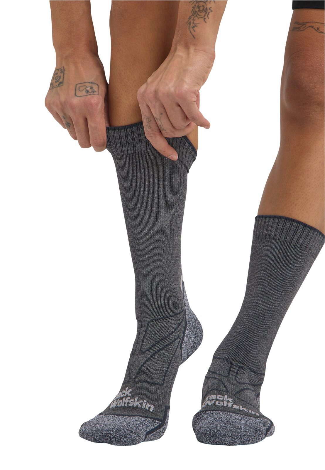 Jack Wolfskin Wandersocken Crew Vojo Light CL (geruchshemmend, schnelltrocknend) grau - 1 Paar
