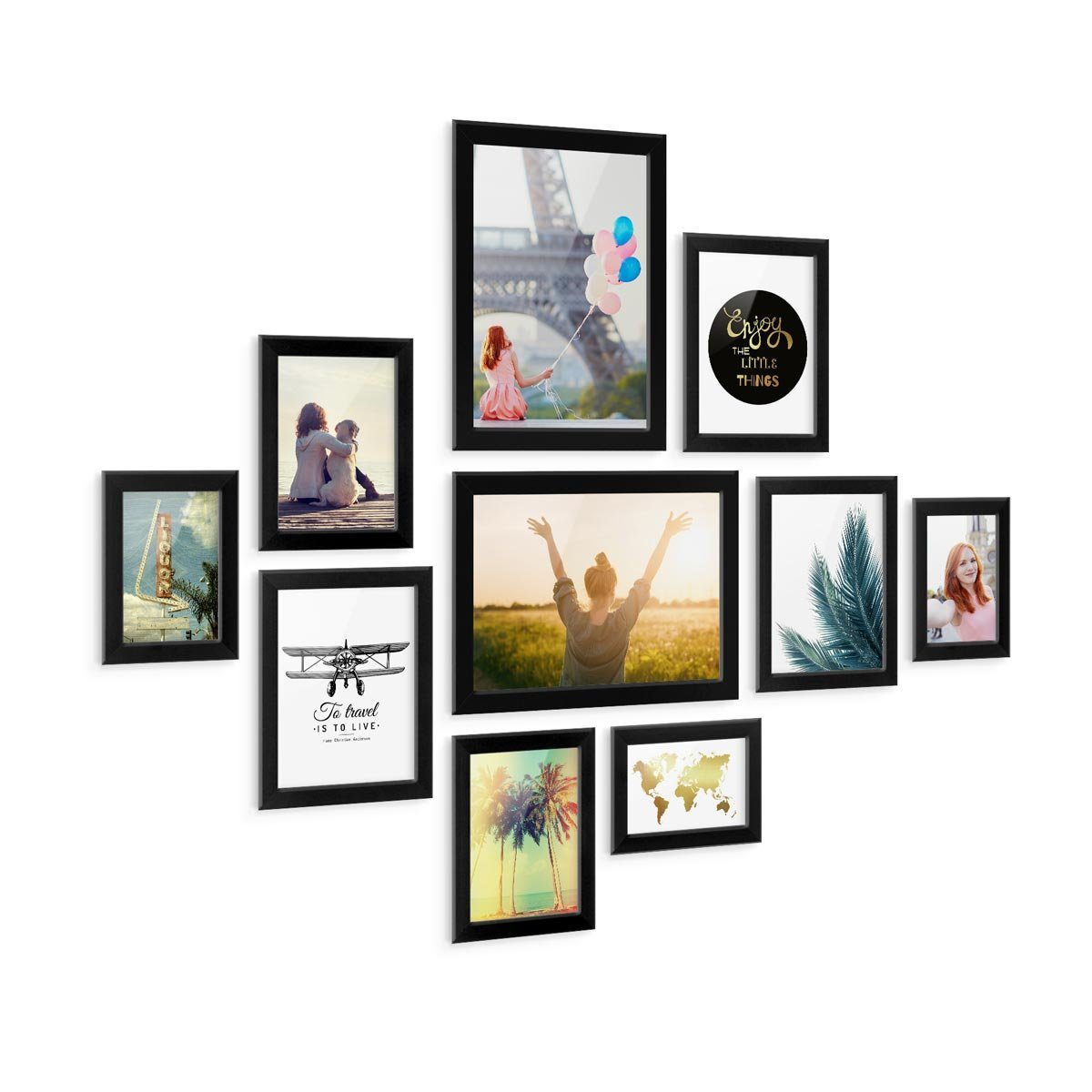 PHOTOLINI Bilderrahmen 10er Set breite Rahmen 10x15 bis 21x30 cm, extra Zub günstig online kaufen