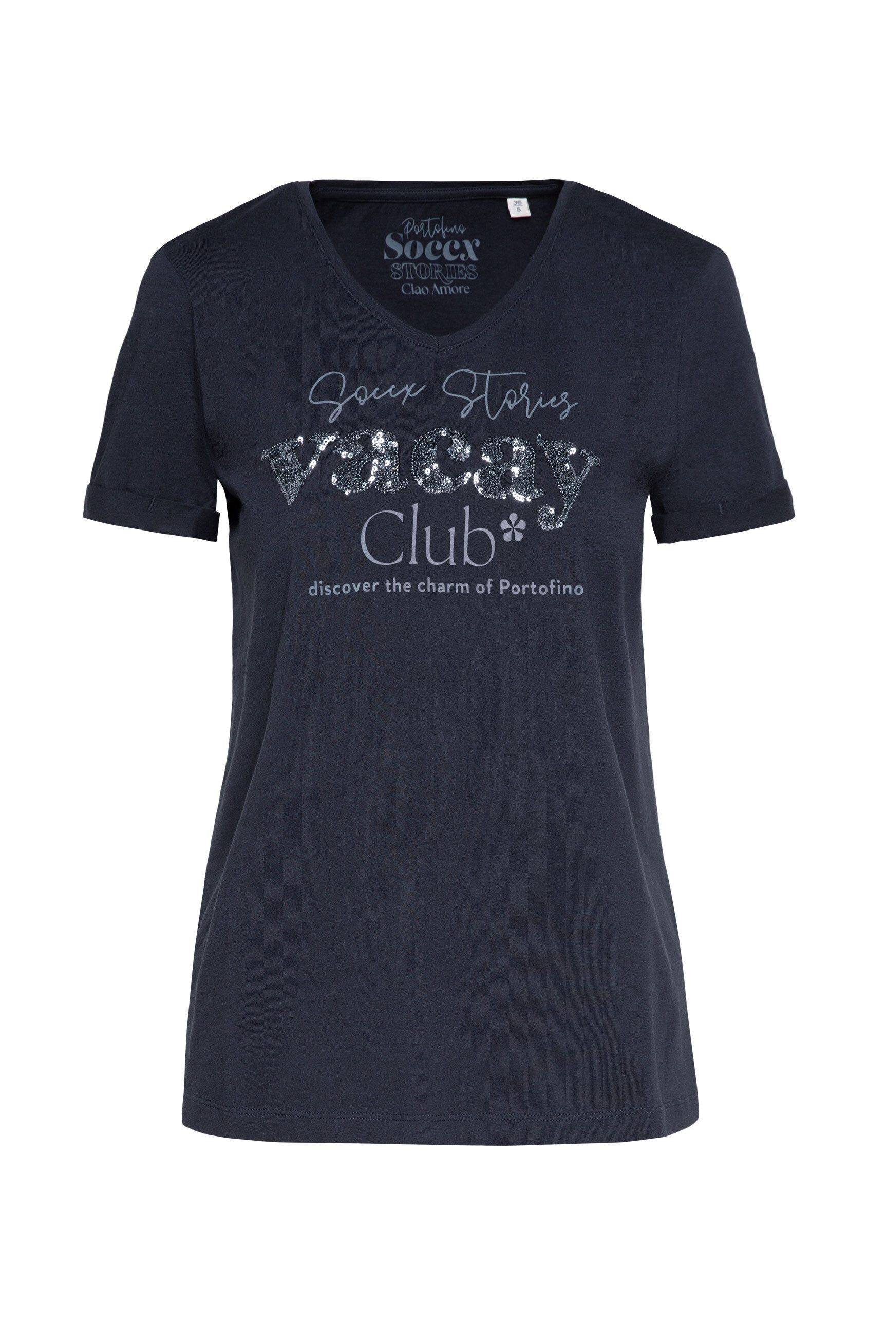 SOCCX V-Shirt mit Seitenschlitze günstig online kaufen