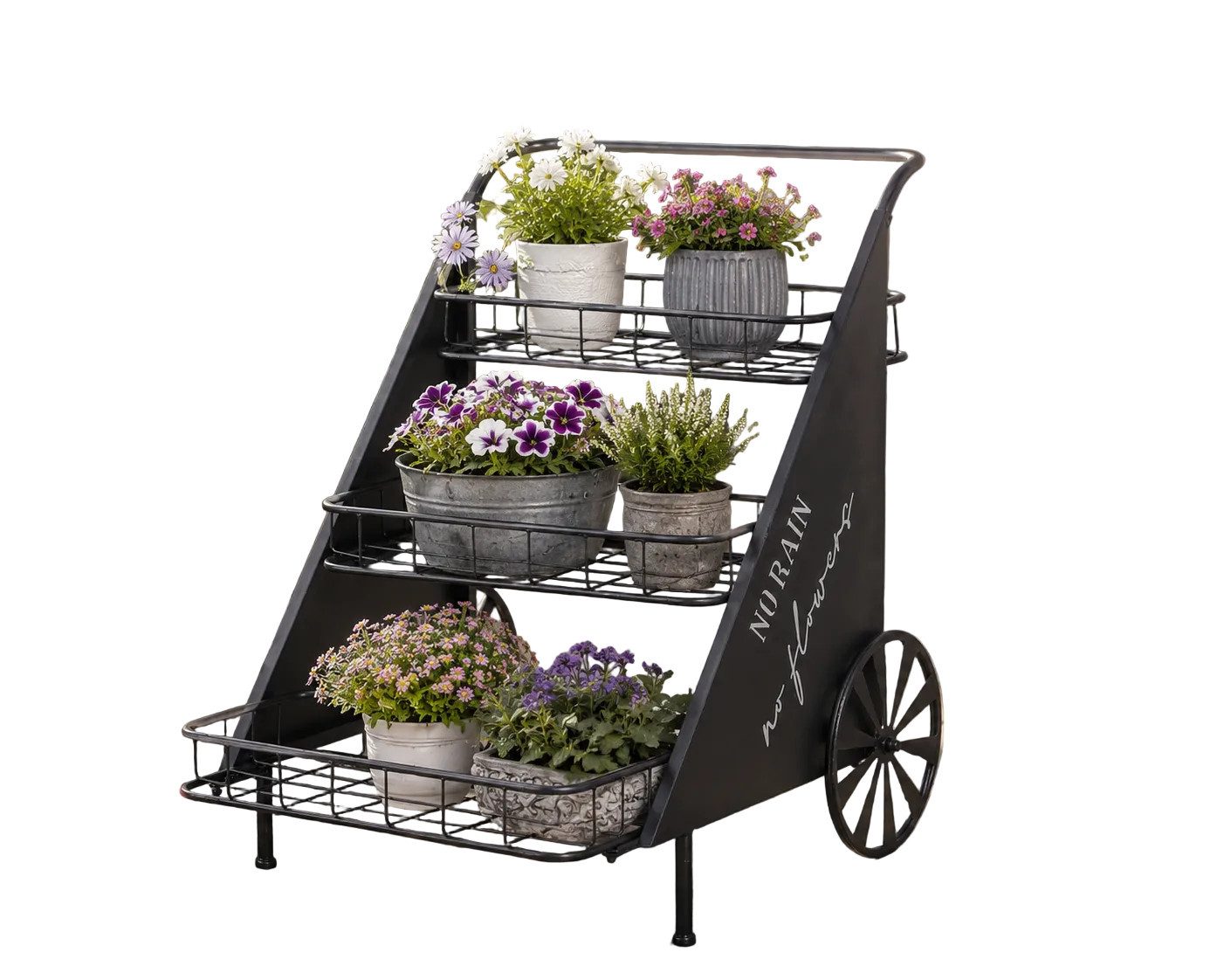 MF Blumentisch Blumentreppe Bayou aus Metall in Schwarz für Garten und Terrasse (1-St)