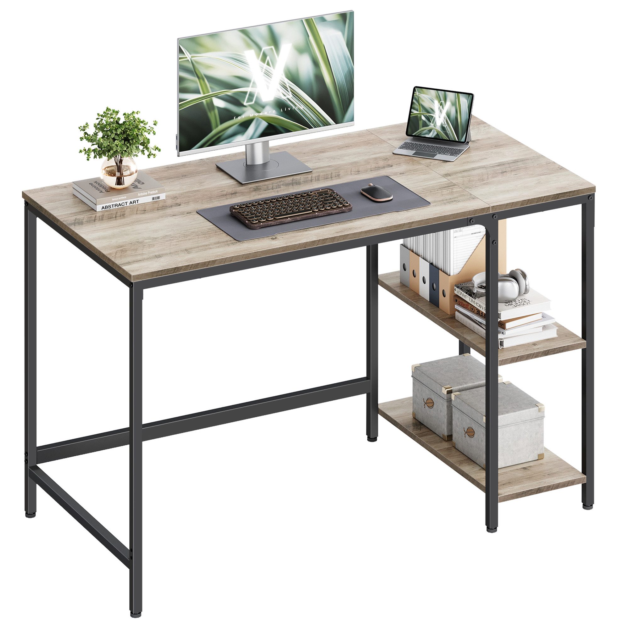 VASAGLE Schreibtisch Computertisch, Tisch, Bürotisch, 100/120/140cm, mit 2 günstig online kaufen