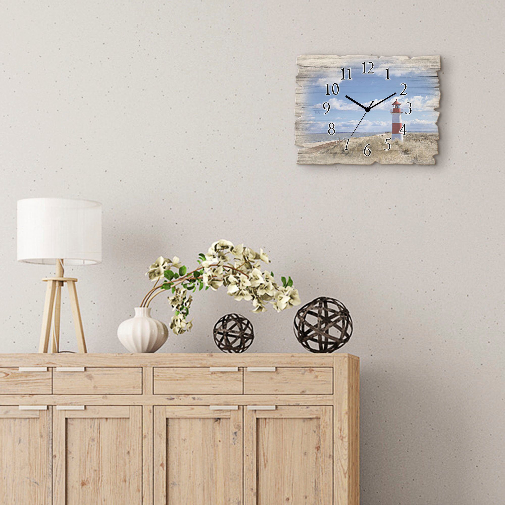 Artland Wanduhr Leuchtturm Sylt (wahlweise mit Quarz- oder Funkuhrwerk, lautlos ohne Tickgeräusche)