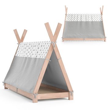 VitaliSpa® Kinderbett Kinderhausbett 80x160cm TIPI Weiß Überwurf