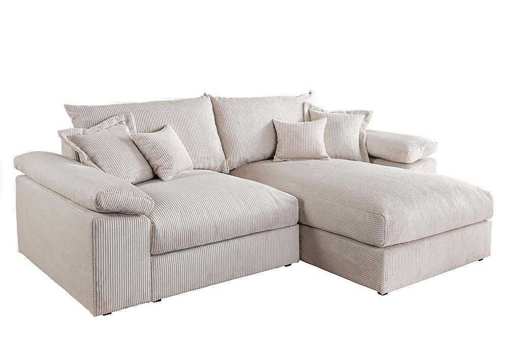 riess-ambiente Ecksofa ATMOSPHERE XL 245cm beige- Cord, Federkern, 3-Sitzer günstig online kaufen